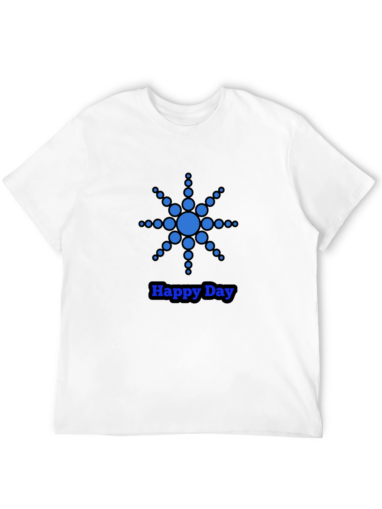 Blue Dot Star Happy Day Black T-Shirt