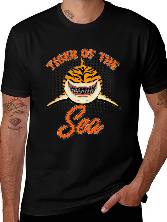Tiger Shark of the Sea Black T-Shirt