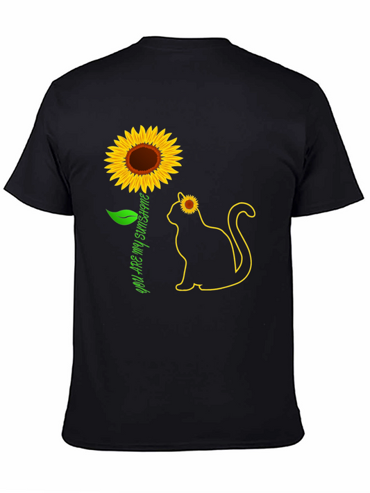 Sunflower Cat Graphic Tee - You Are My Sunshine T-Shirt