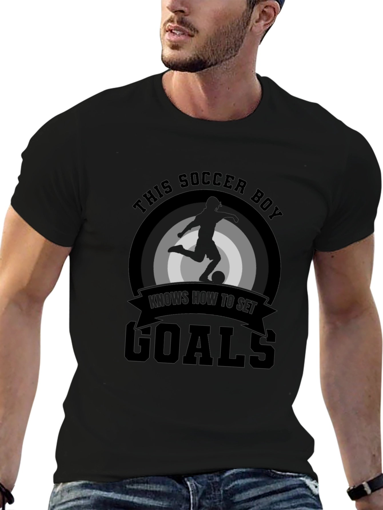 Soccer Boy Goals T-Shirt - Black