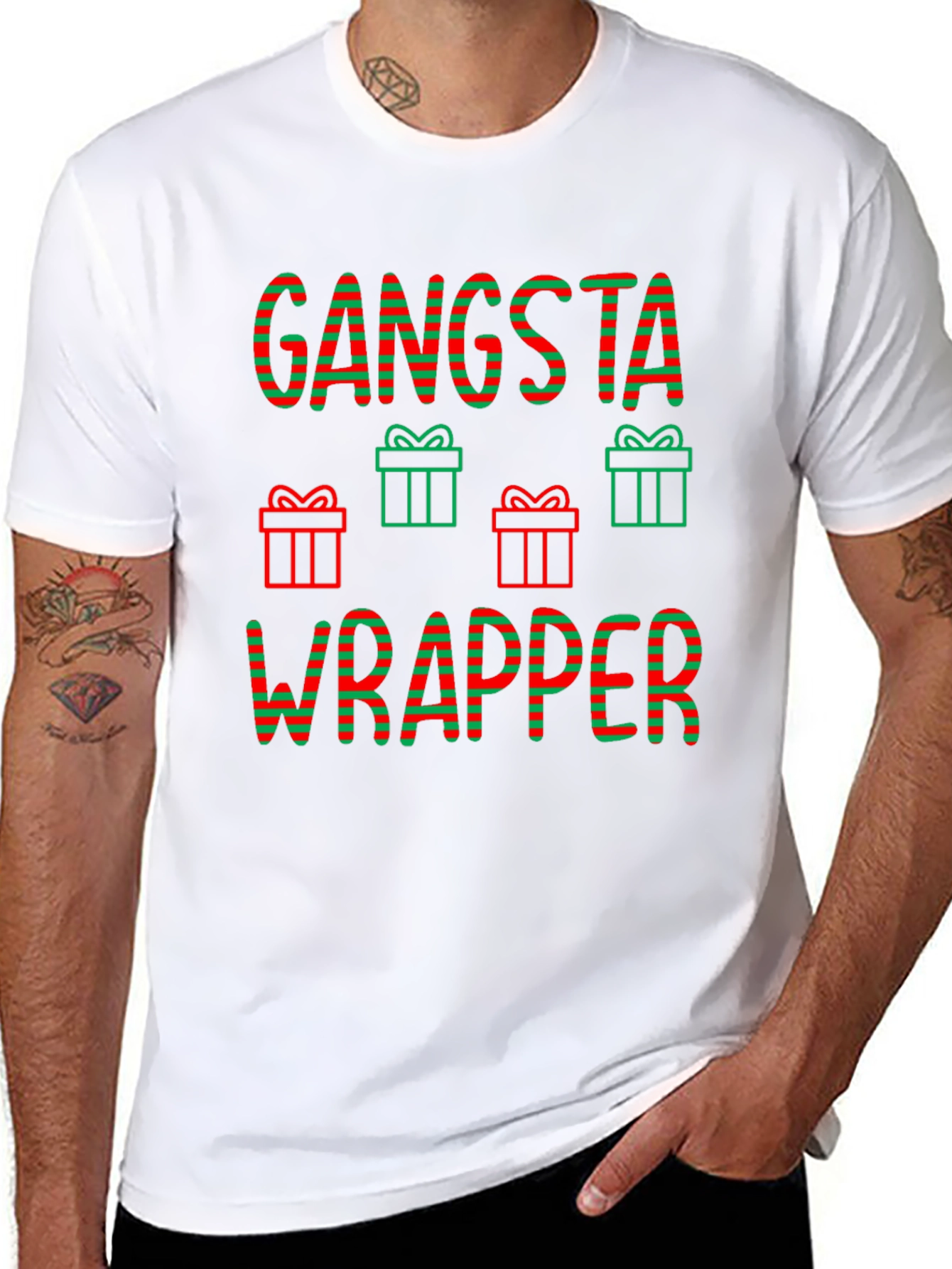 Gangsta Wrapper Christmas Graphic T-Shirt