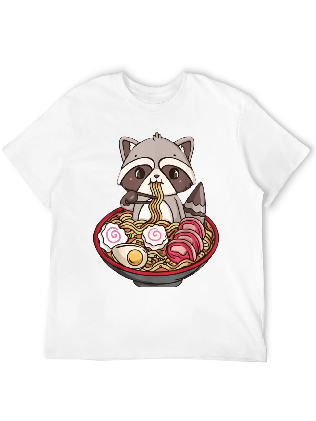 Ramen Raccoon Graphic T-Shirt - Black Cotton Tee