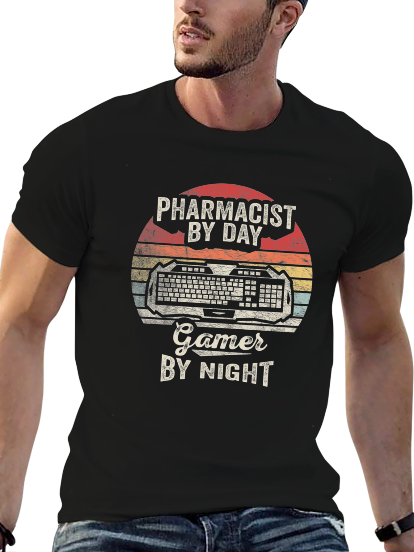 Pharmacist by Day Gamer by Night Black T-Shirt
