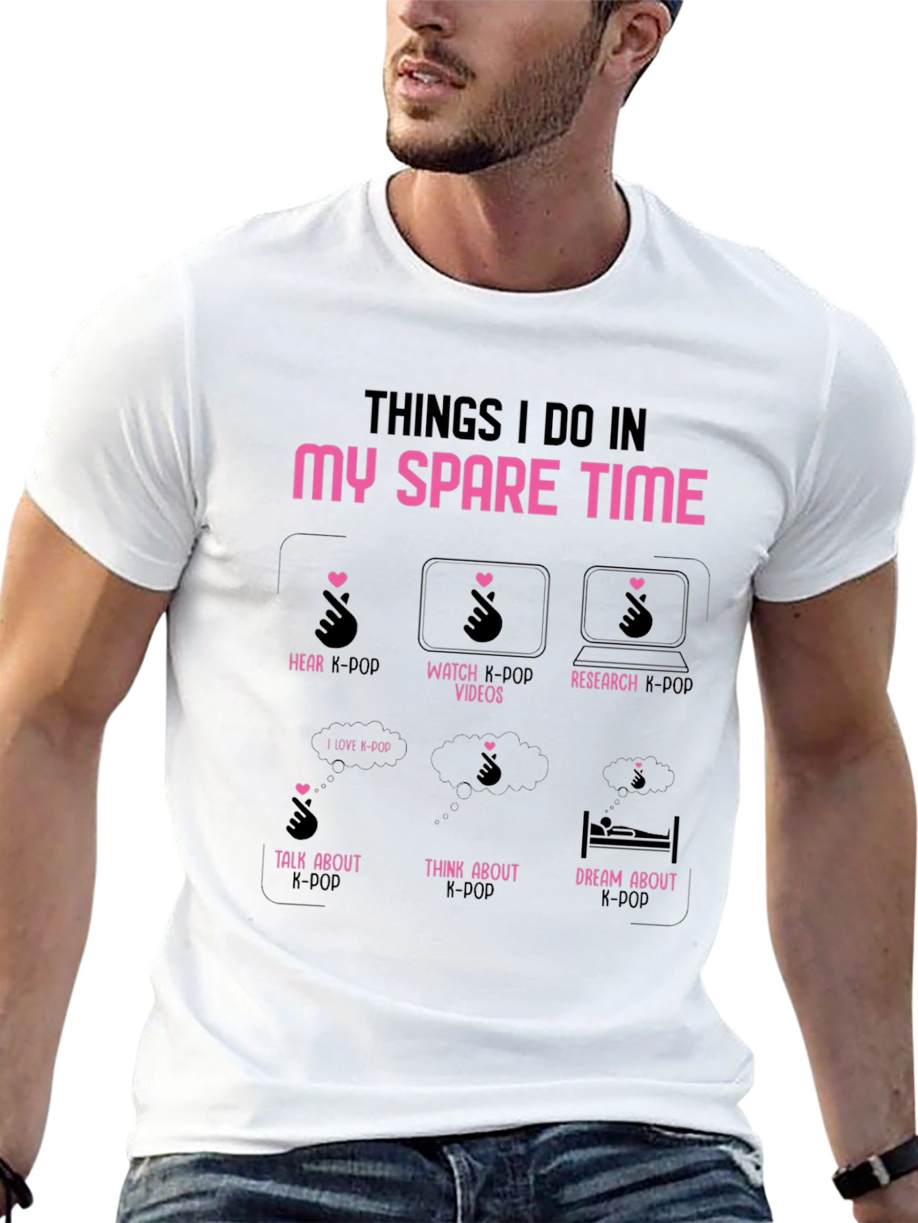 K-Pop Obsessed T-Shirt - Spare Time K-Pop Black Tee