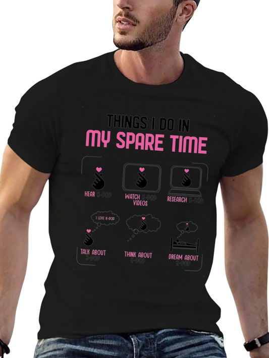 K-Pop Obsessed T-Shirt - Spare Time K-Pop Black Tee