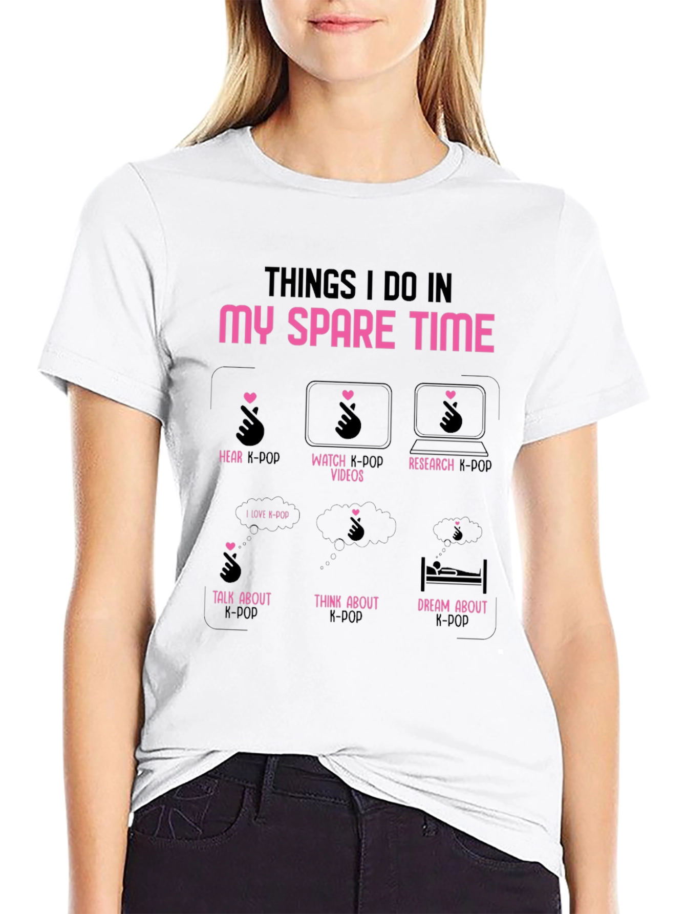 K-Pop Obsessed T-Shirt - Spare Time K-Pop Black Tee
