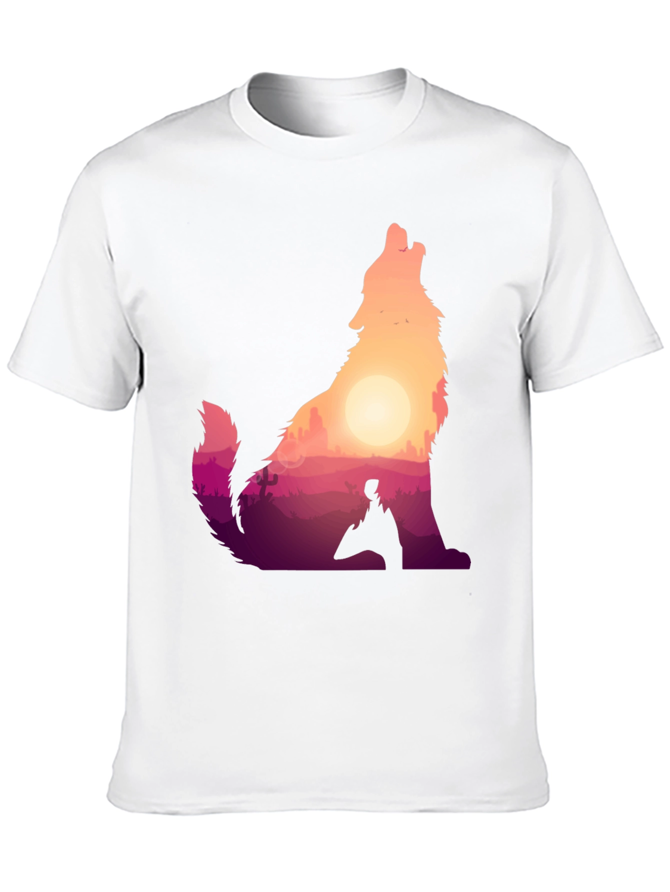 Wolf Desert Sunset Graphic Tee - Black