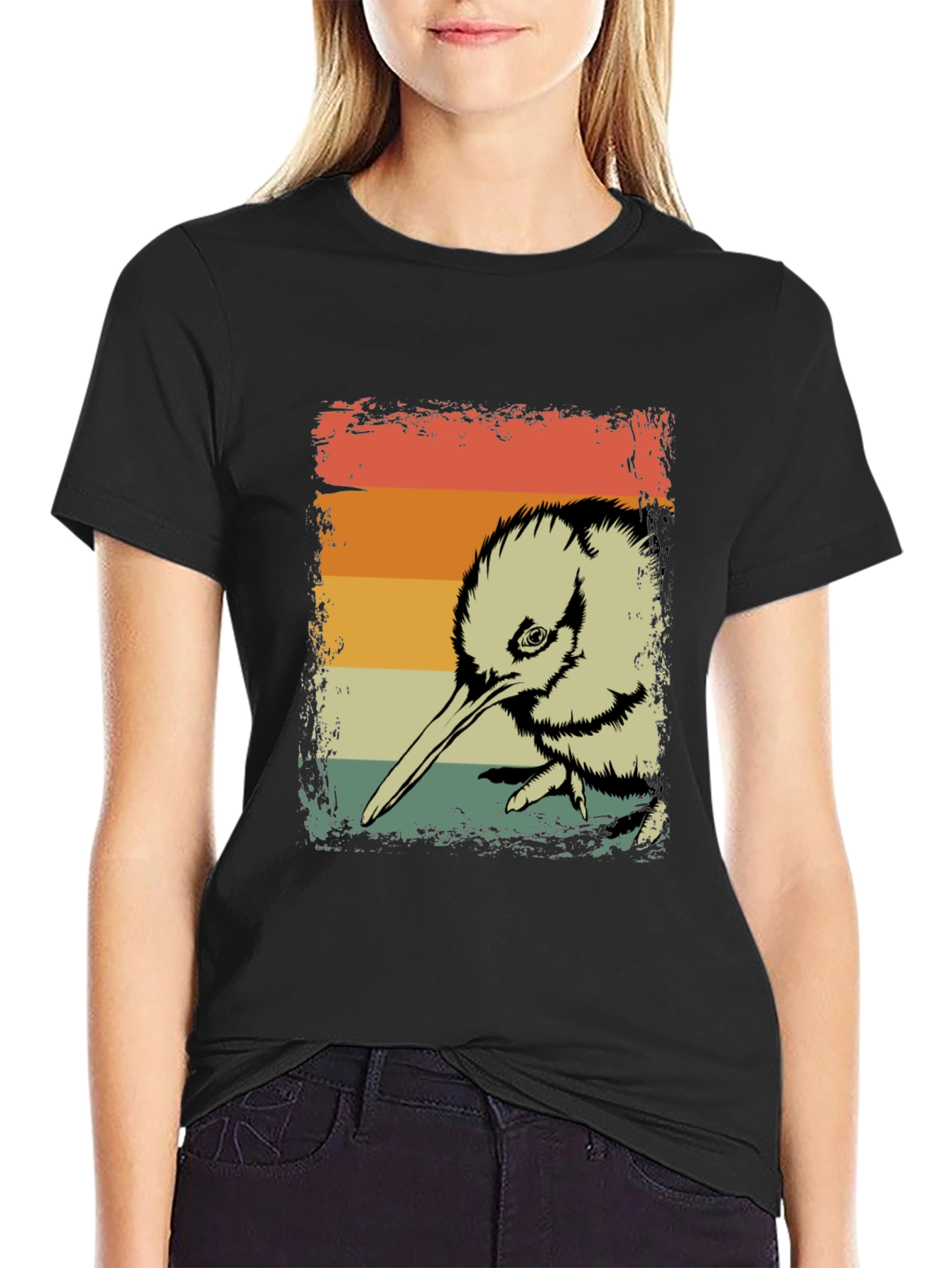 Retro Kiwi Bird Graphic T-Shirt