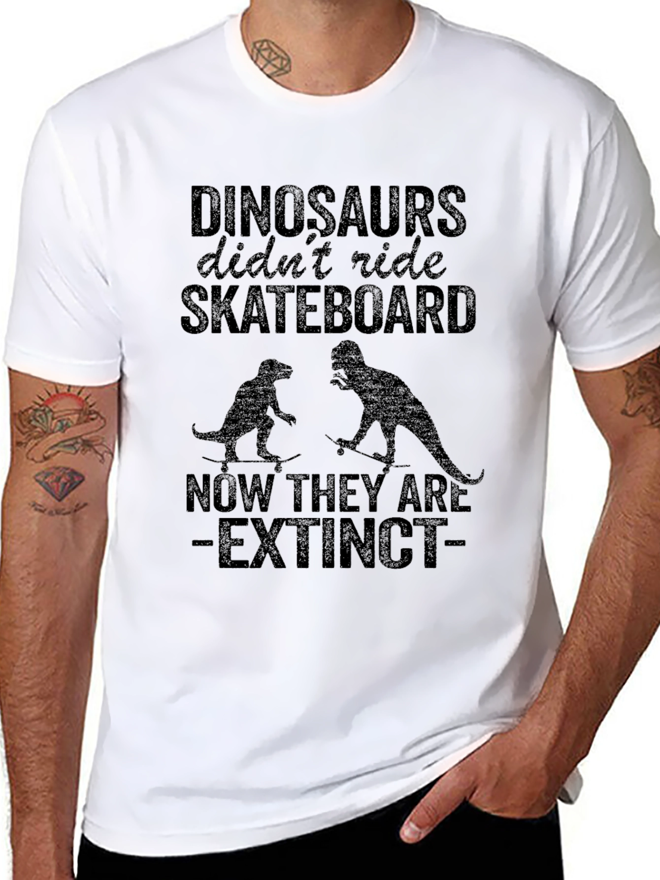 Dinosaurs Skateboarding Extinct T-Shirt