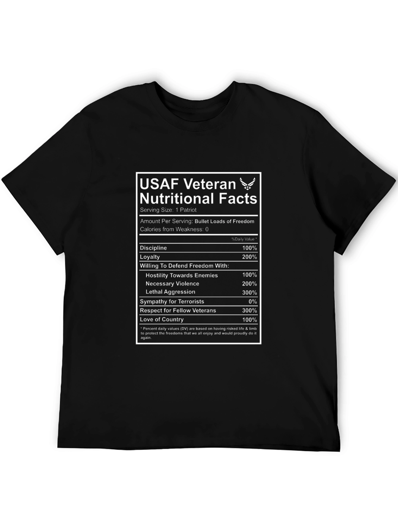USAF Veteran Nutritional Facts T-Shirt