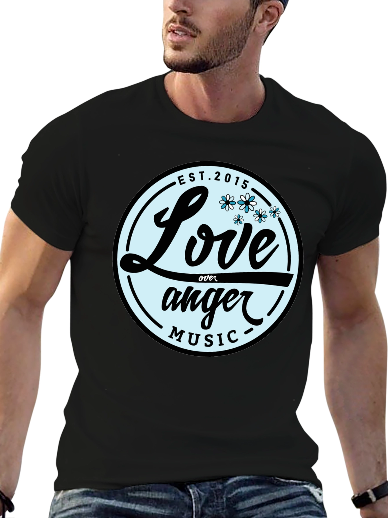 Love Over Anger Music Black T-Shirt