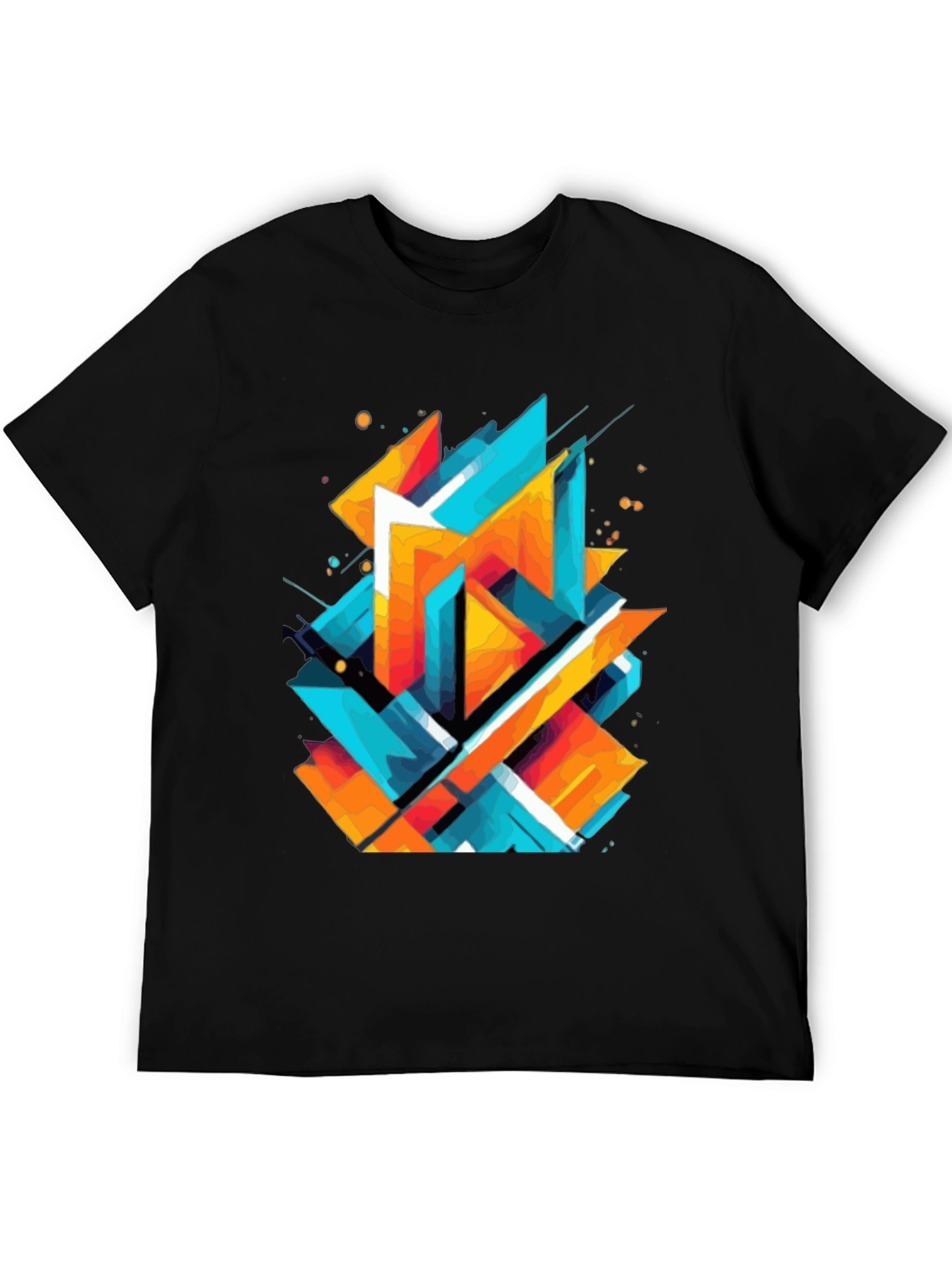 Abstract Geometric Graphic Print Black T-Shirt