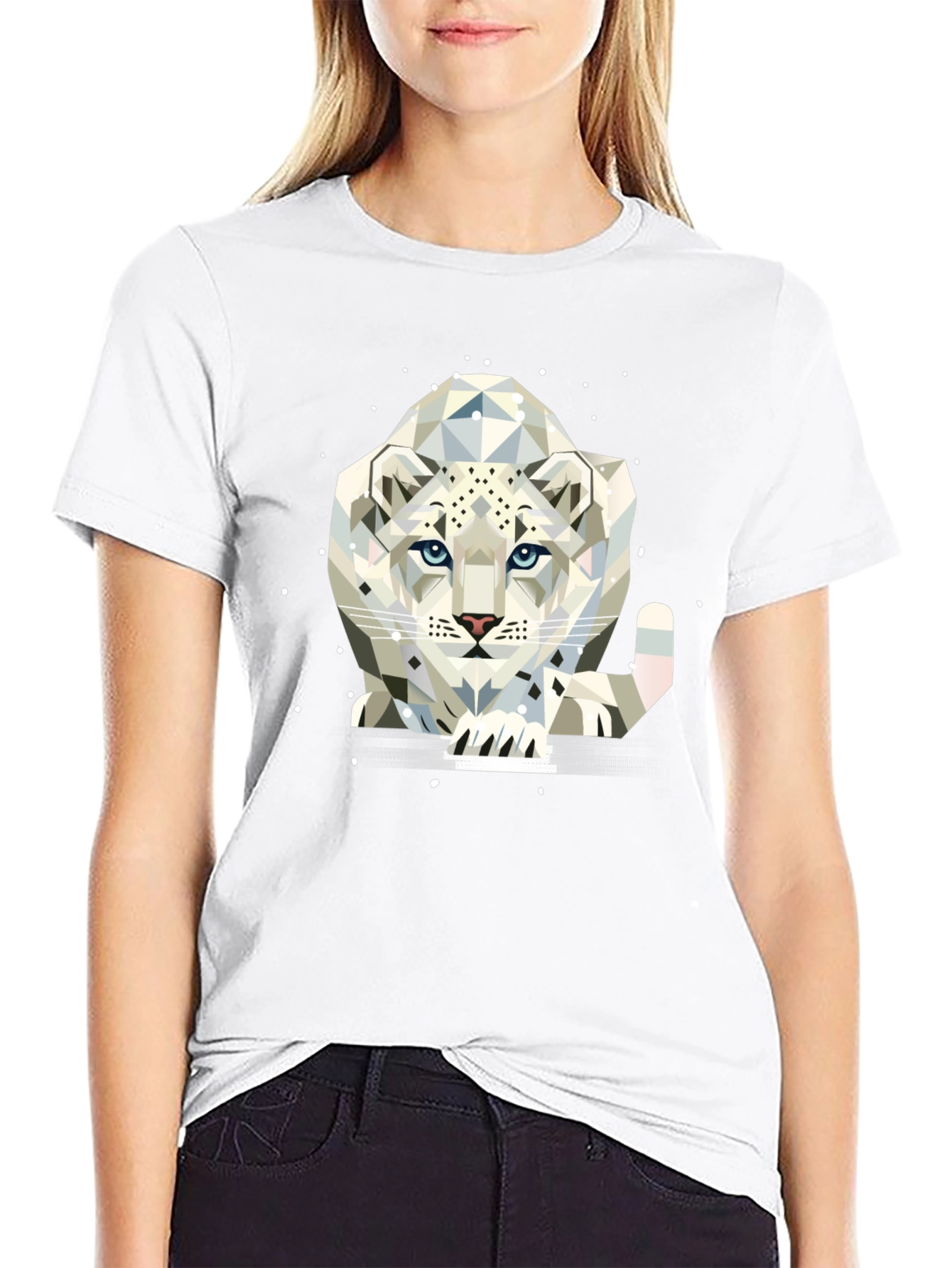 Geometric Snow Leopard T-Shirt | Cool Snow Leopard Graphic Tee | Wildlife Animal Shirt | Animal Lover Gift | Free Shipping $50+