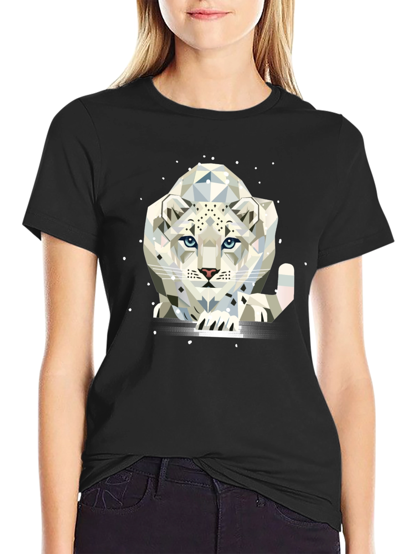 Geometric Snow Leopard T-Shirt | Cool Snow Leopard Graphic Tee | Wildlife Animal Shirt | Animal Lover Gift | Free Shipping $50+
