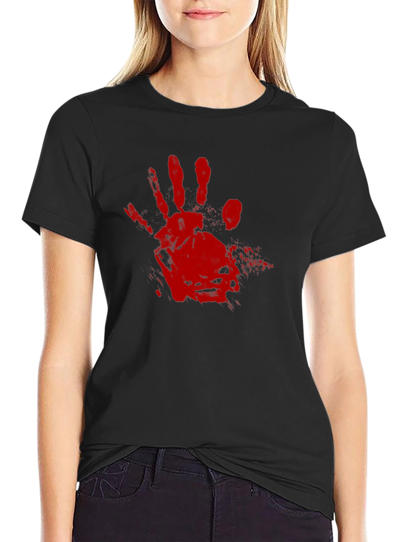 Bloody Handprint Graphic Tee - Halloween Shirt