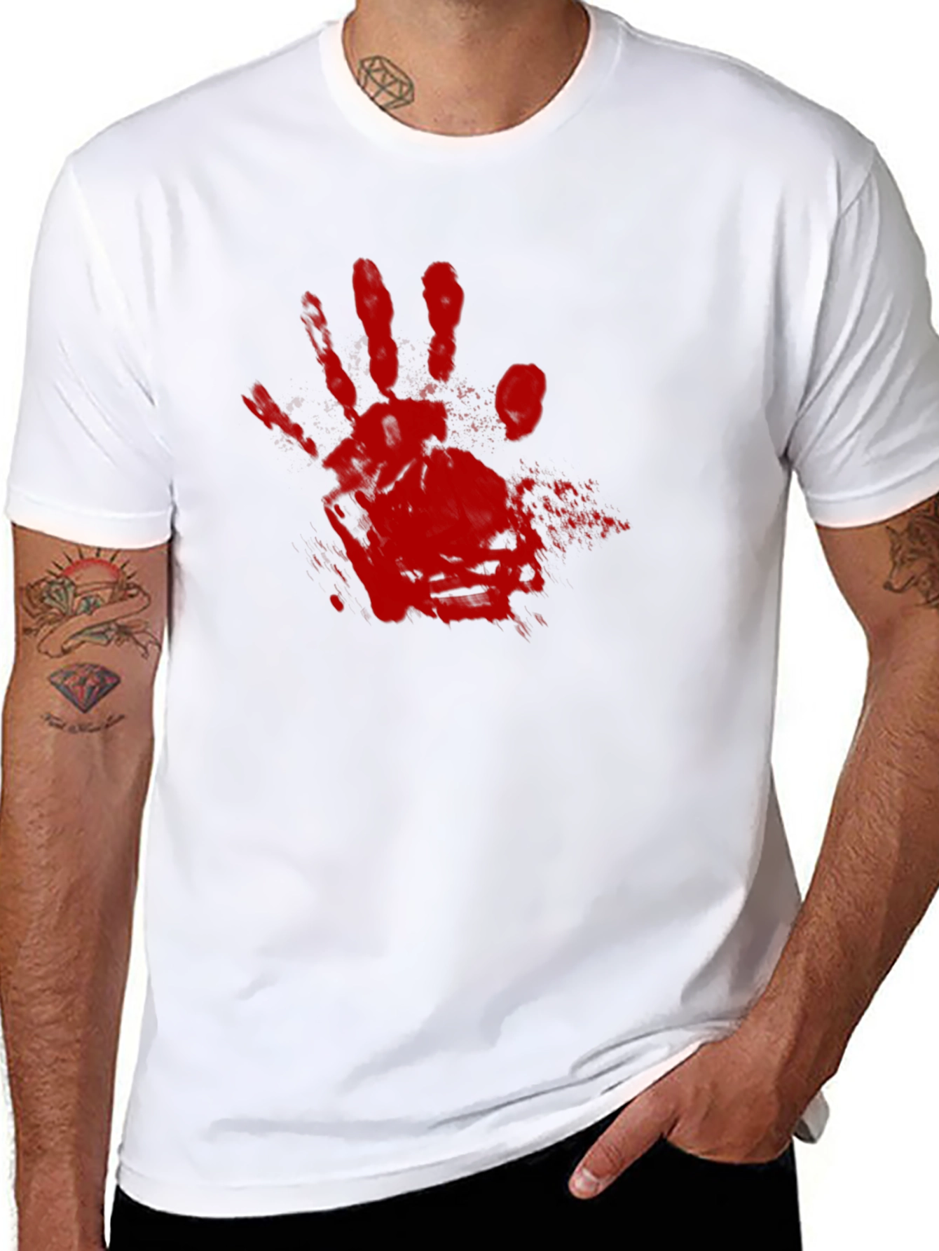 Bloody Handprint Graphic Tee - Halloween Shirt