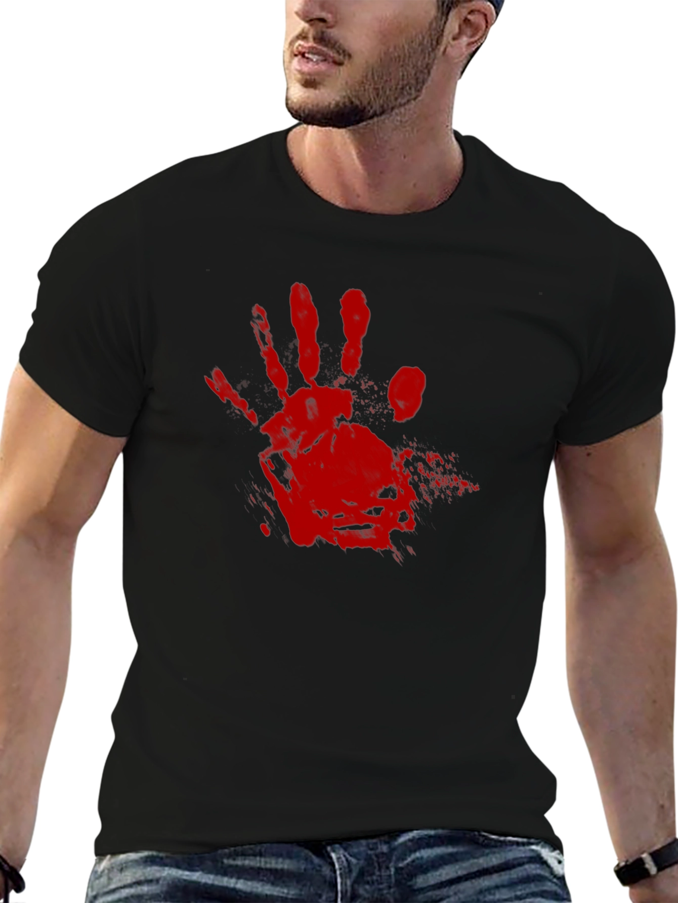 Bloody Handprint Graphic Tee - Halloween Shirt