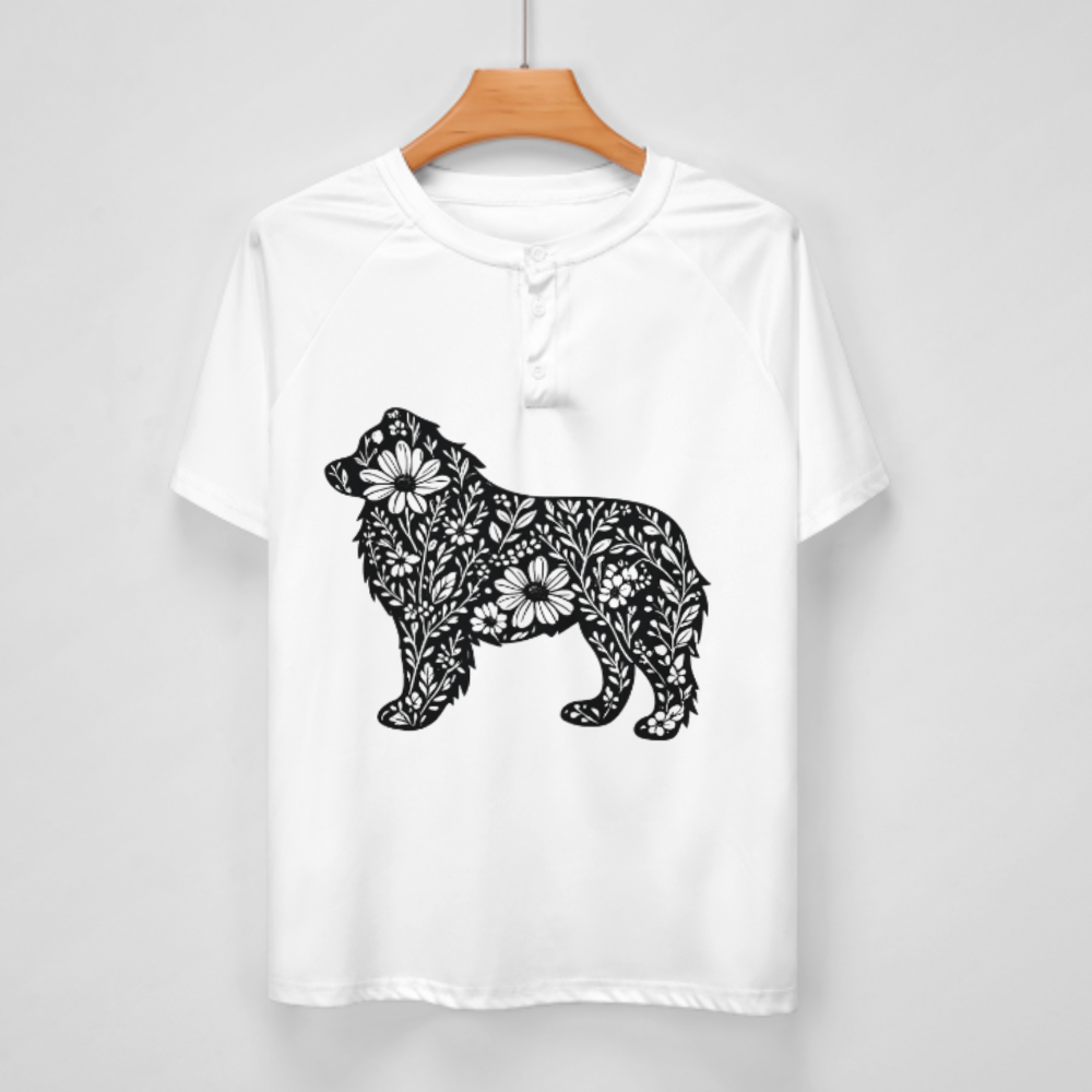 Floral Dog Silhouette T-Shirt | Nature-Inspired Pet Lover Graphic Tee(z977)