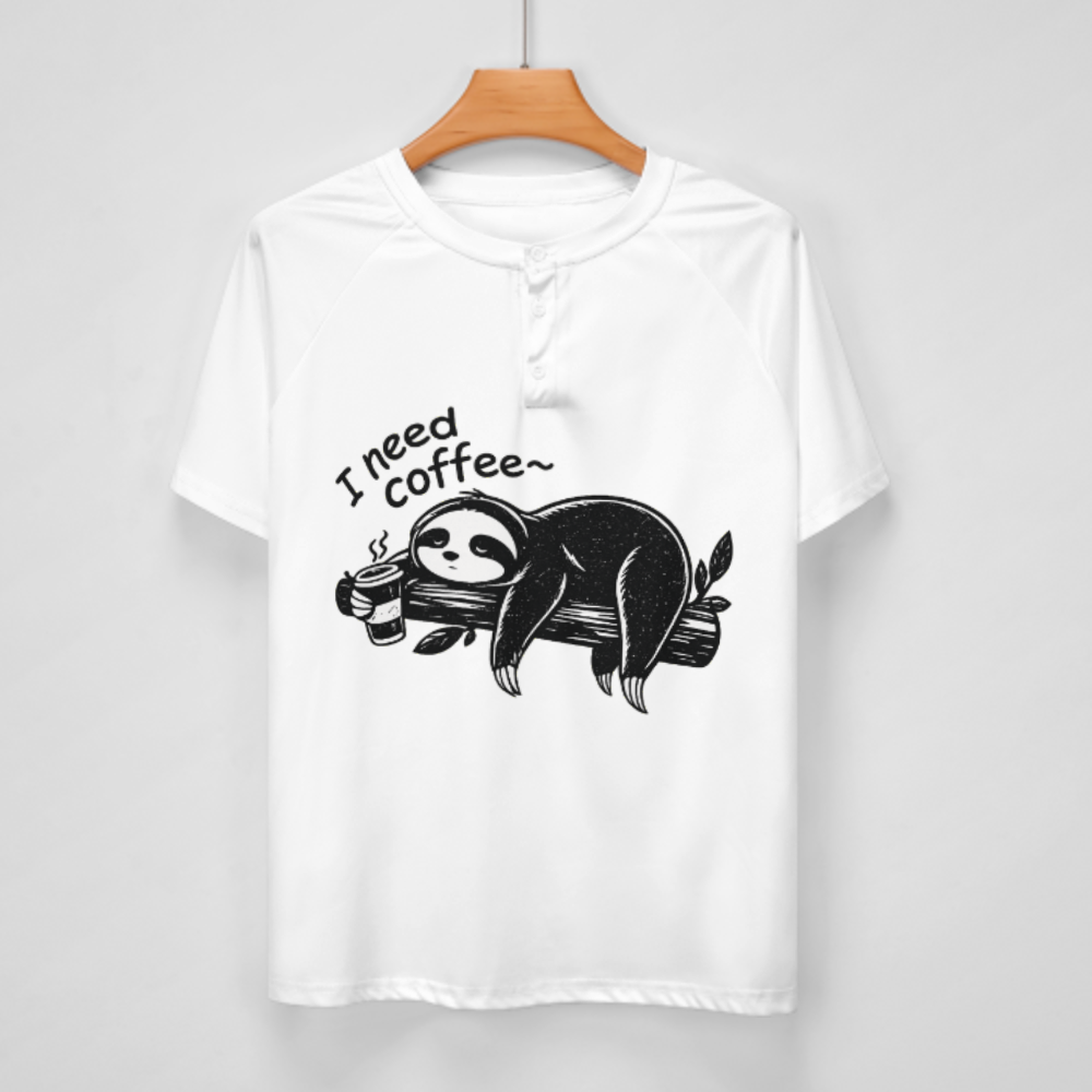 I Need Coffee Funny Sloth Graphic T-Shirt – Cute Lazy Animal Lover Tee(z974)