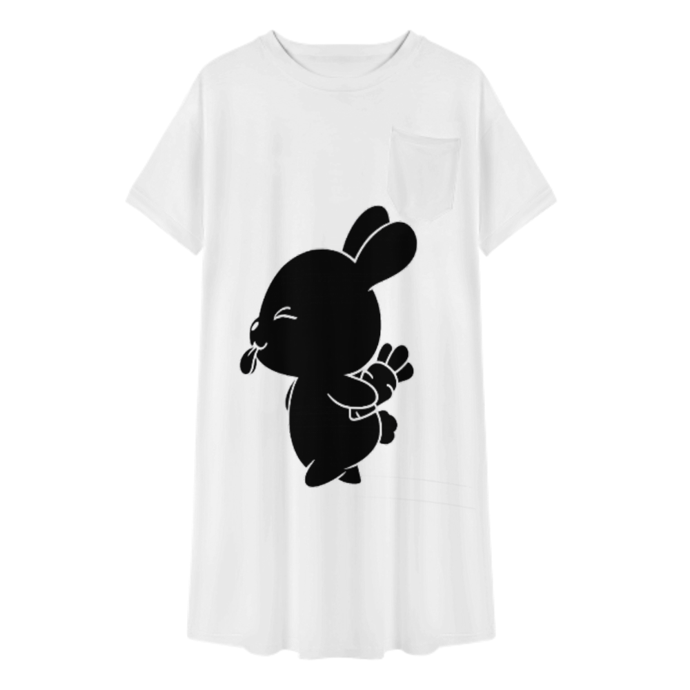Funny Cheeky Bunny Graphic T-Shirt – Cute Cartoon Rabbit Peace Sign Tee(z922)