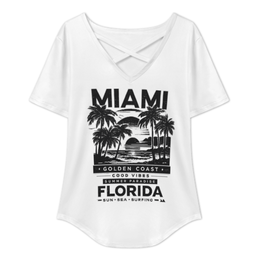Miami Florida Golden Coast Vintage Beach T-Shirt – Retro Summer Paradise Palm Tree Graphic Tee(z943)
