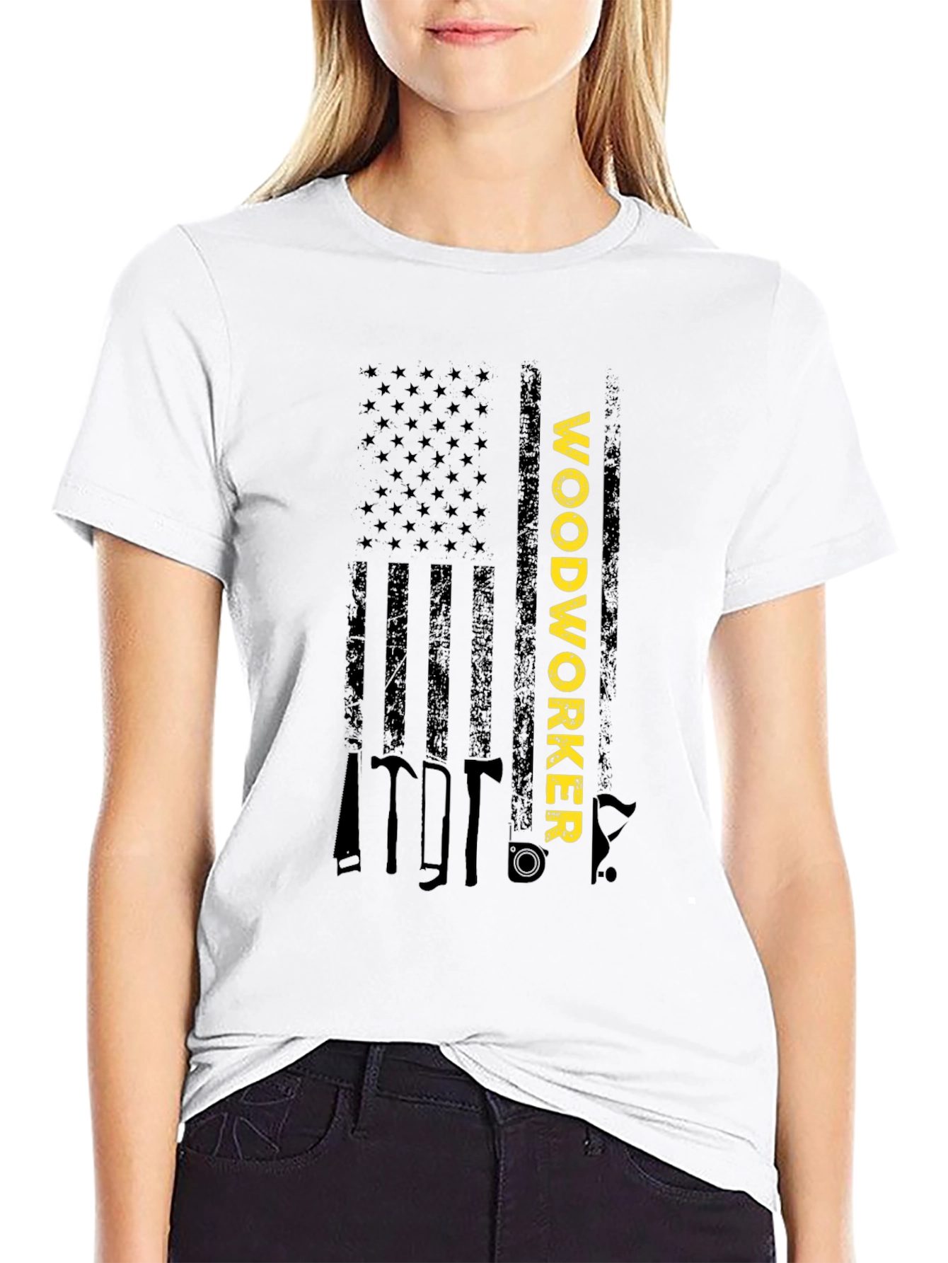 Woodworker American Flag Graphic T-Shirt