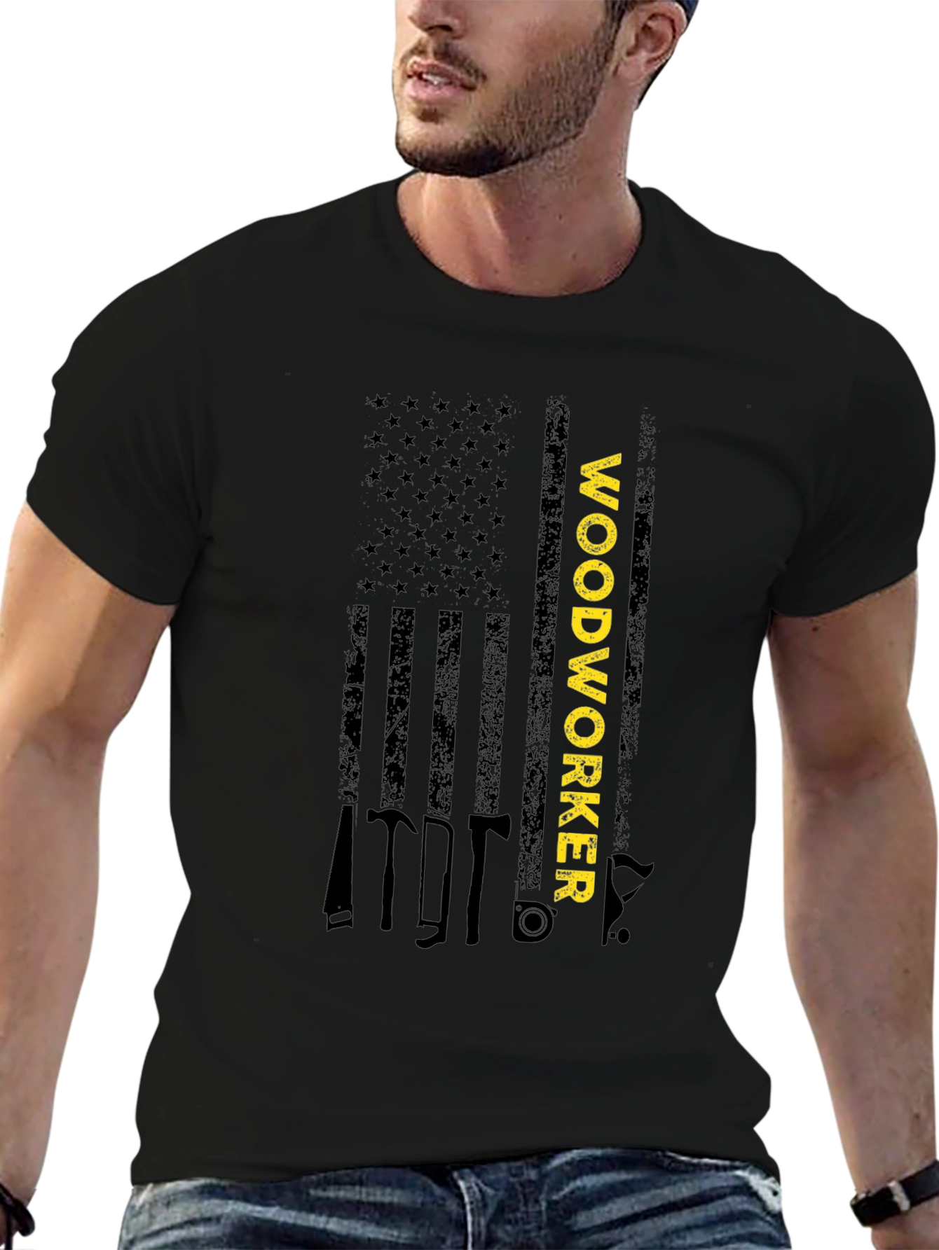 Woodworker American Flag Graphic T-Shirt