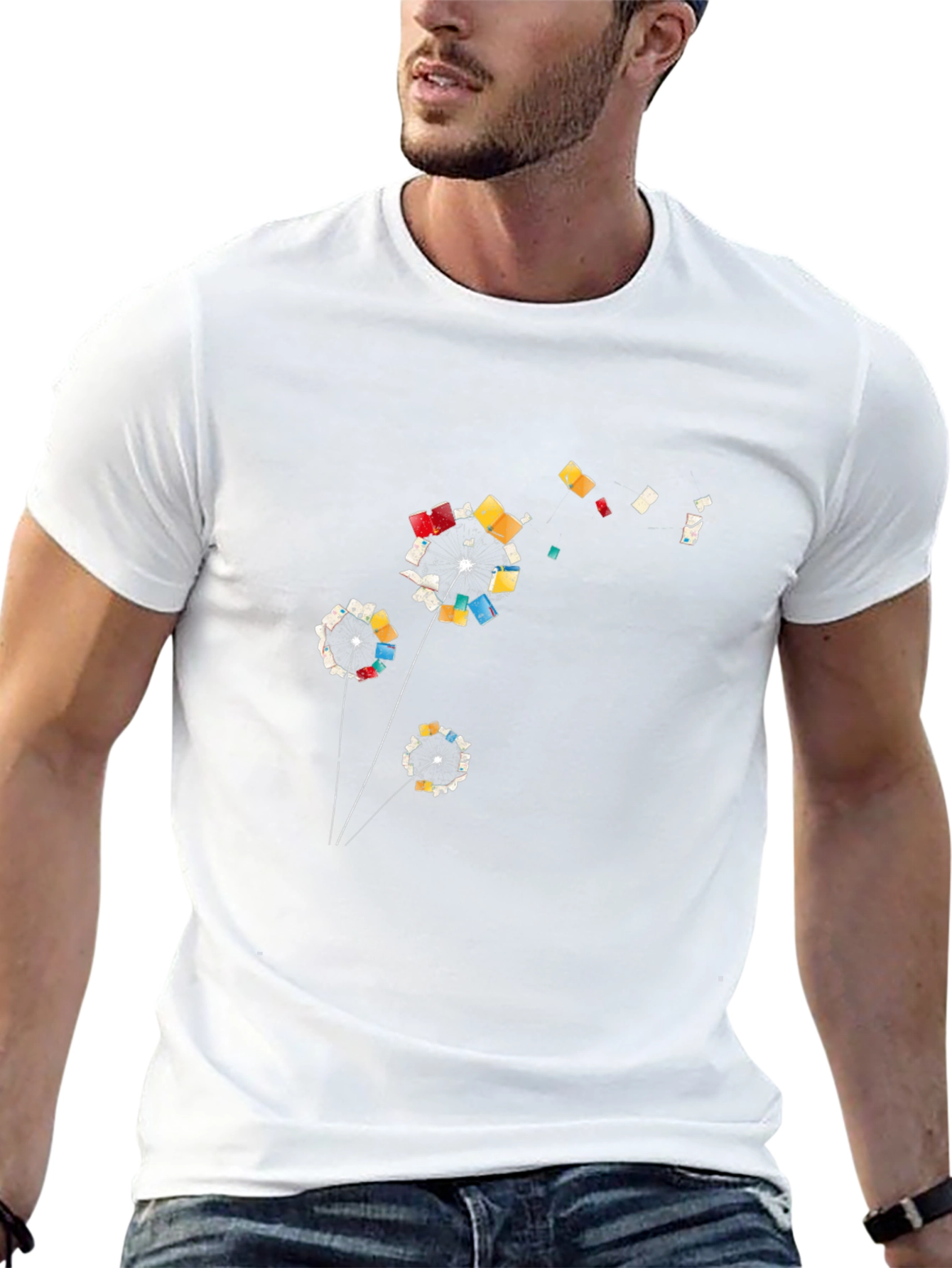 Abstract Dandelion Graphic T-Shirt - Black