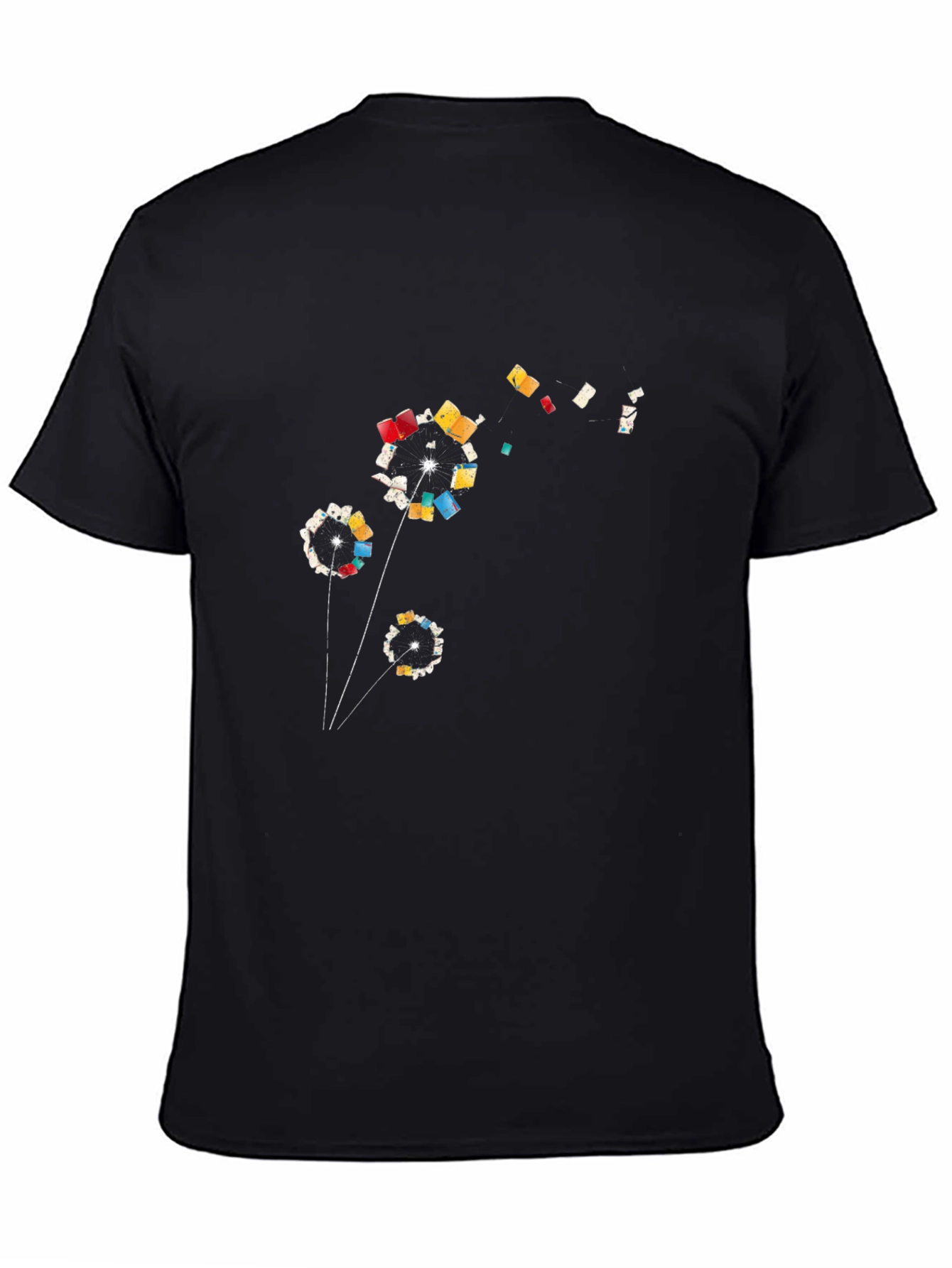 Abstract Dandelion Graphic T-Shirt - Black