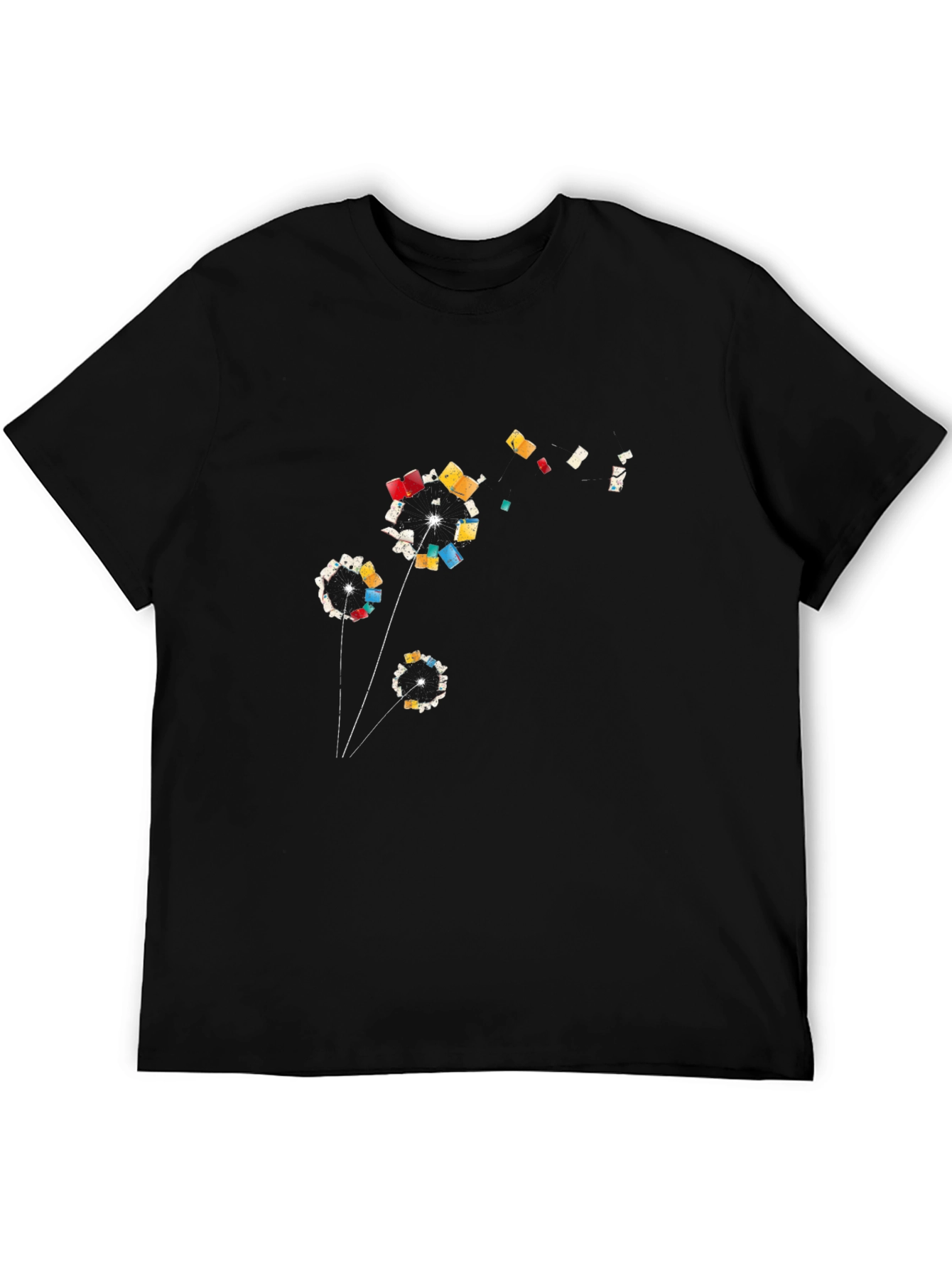 Abstract Dandelion Graphic T-Shirt - Black