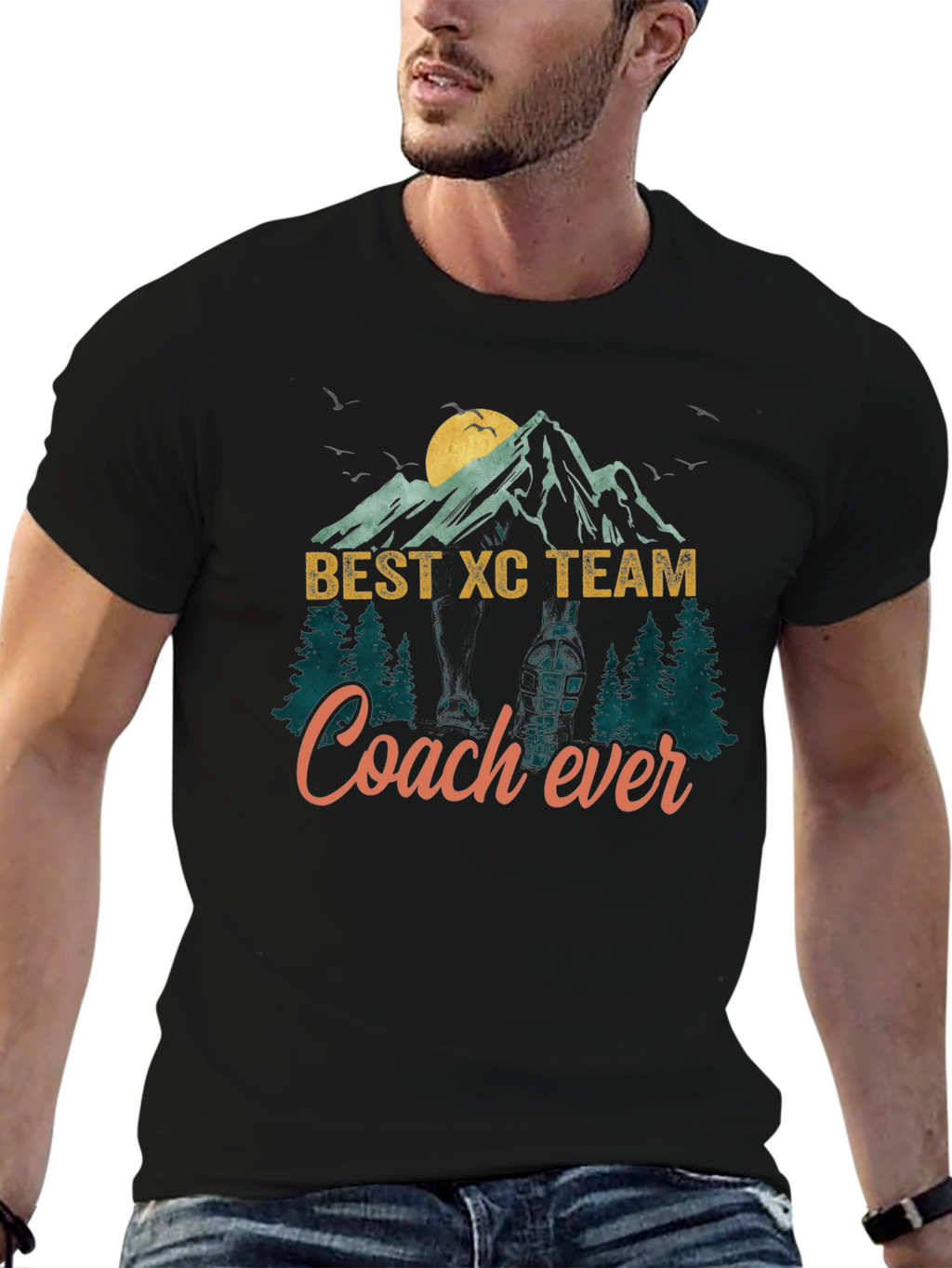 Best XC Team Coach Ever Mountain T-Shirt