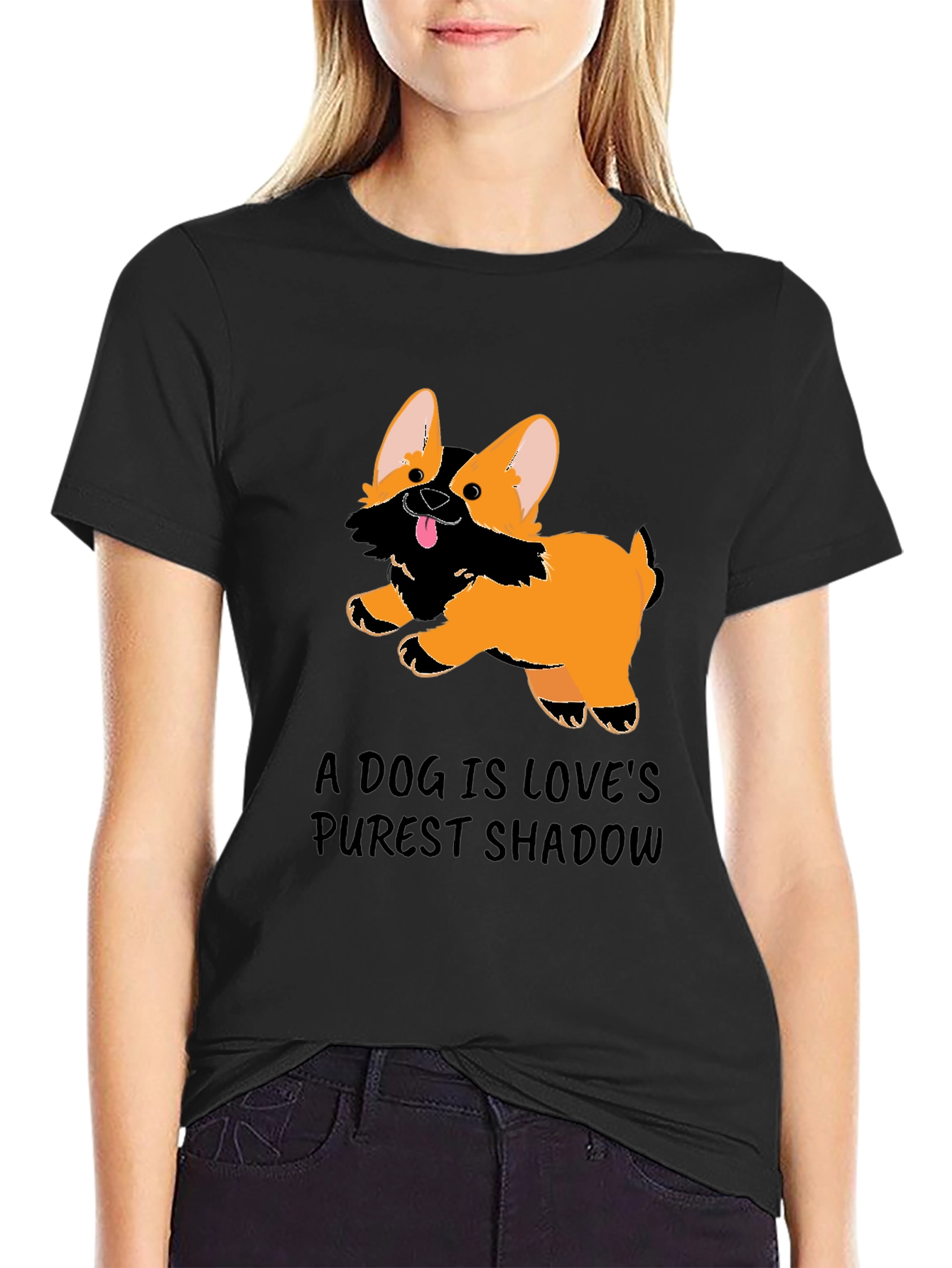A Dog Is Love’s Purest Shadow T-Shirt – Cute Corgi Graphic Tee