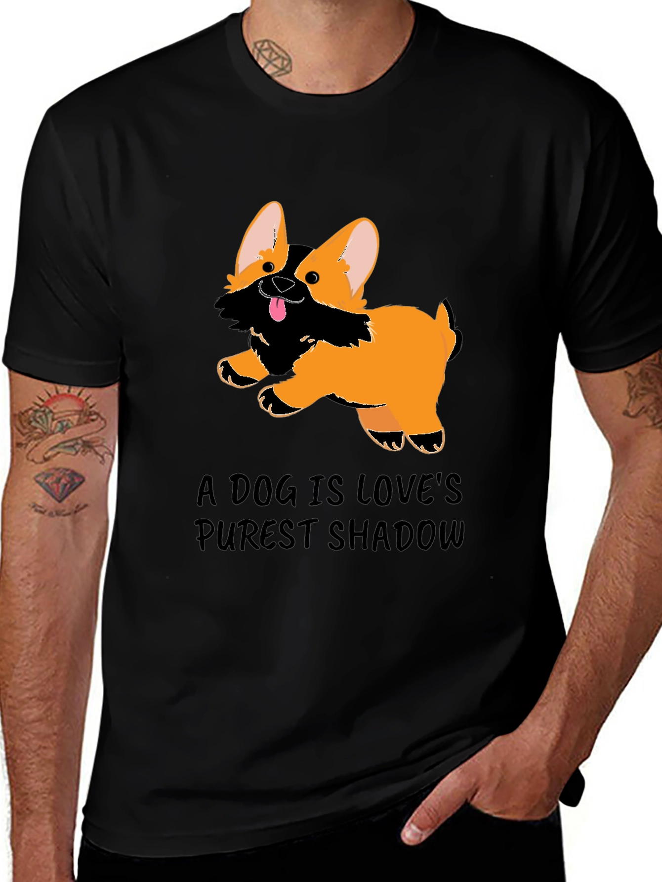 A Dog Is Love’s Purest Shadow T-Shirt – Cute Corgi Graphic Tee