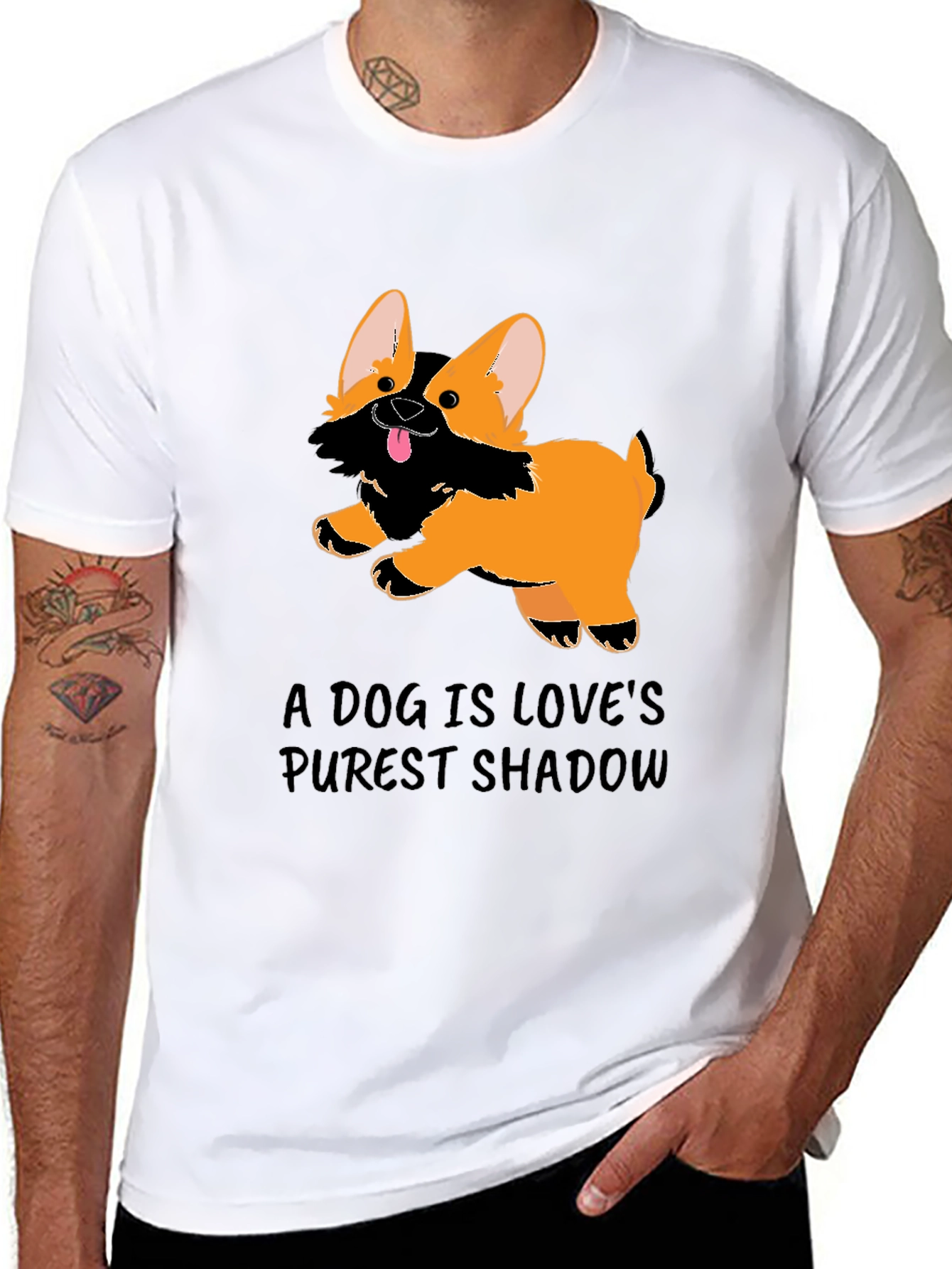 A Dog Is Love’s Purest Shadow T-Shirt – Cute Corgi Graphic Tee