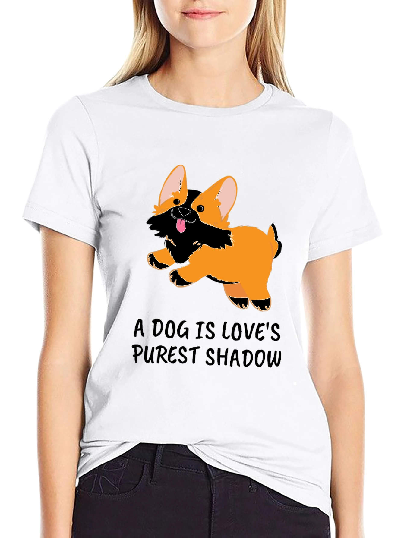 A Dog Is Love’s Purest Shadow T-Shirt – Cute Corgi Graphic Tee