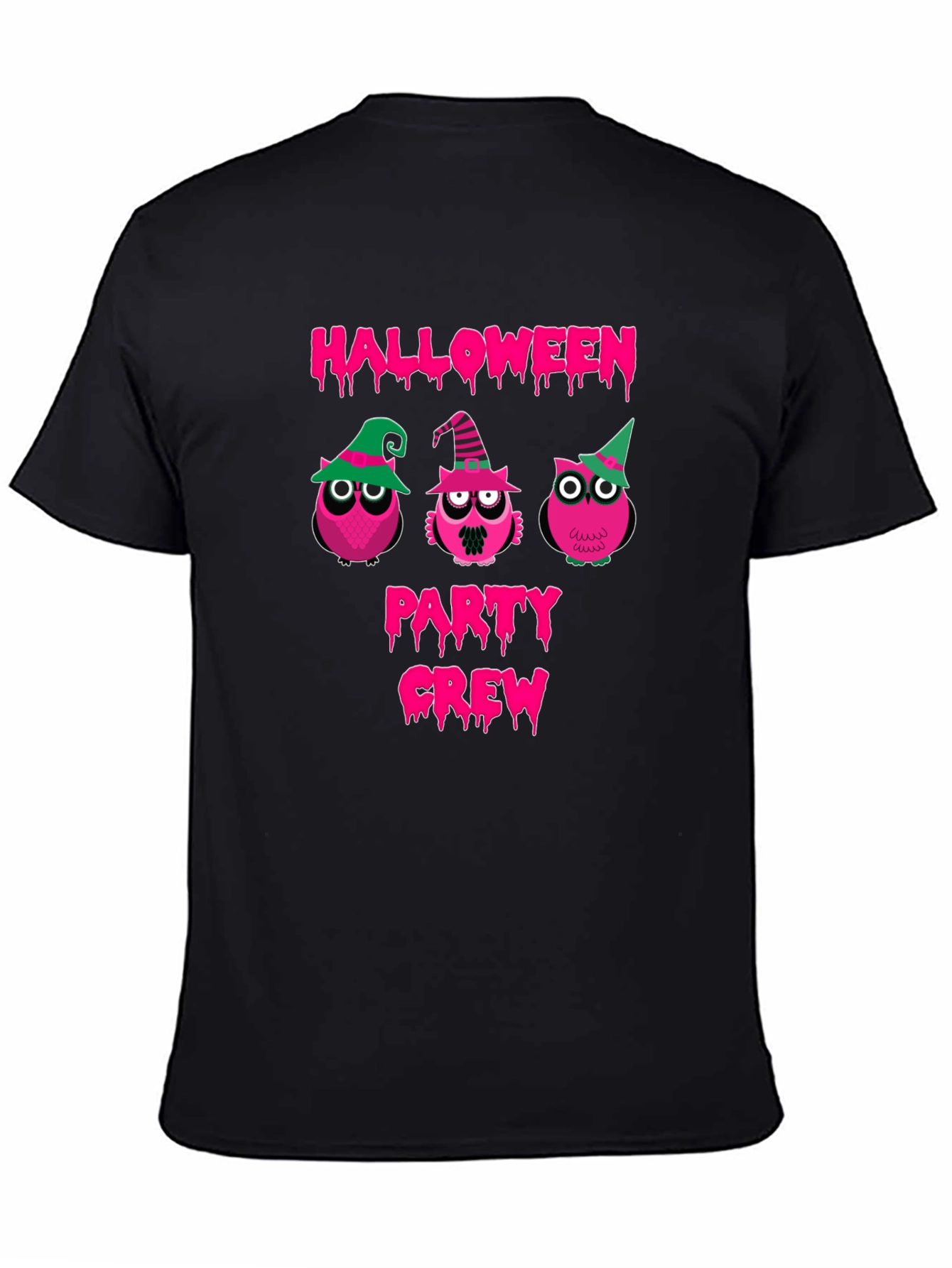 Halloween Owls Party Crew Black T-Shirt