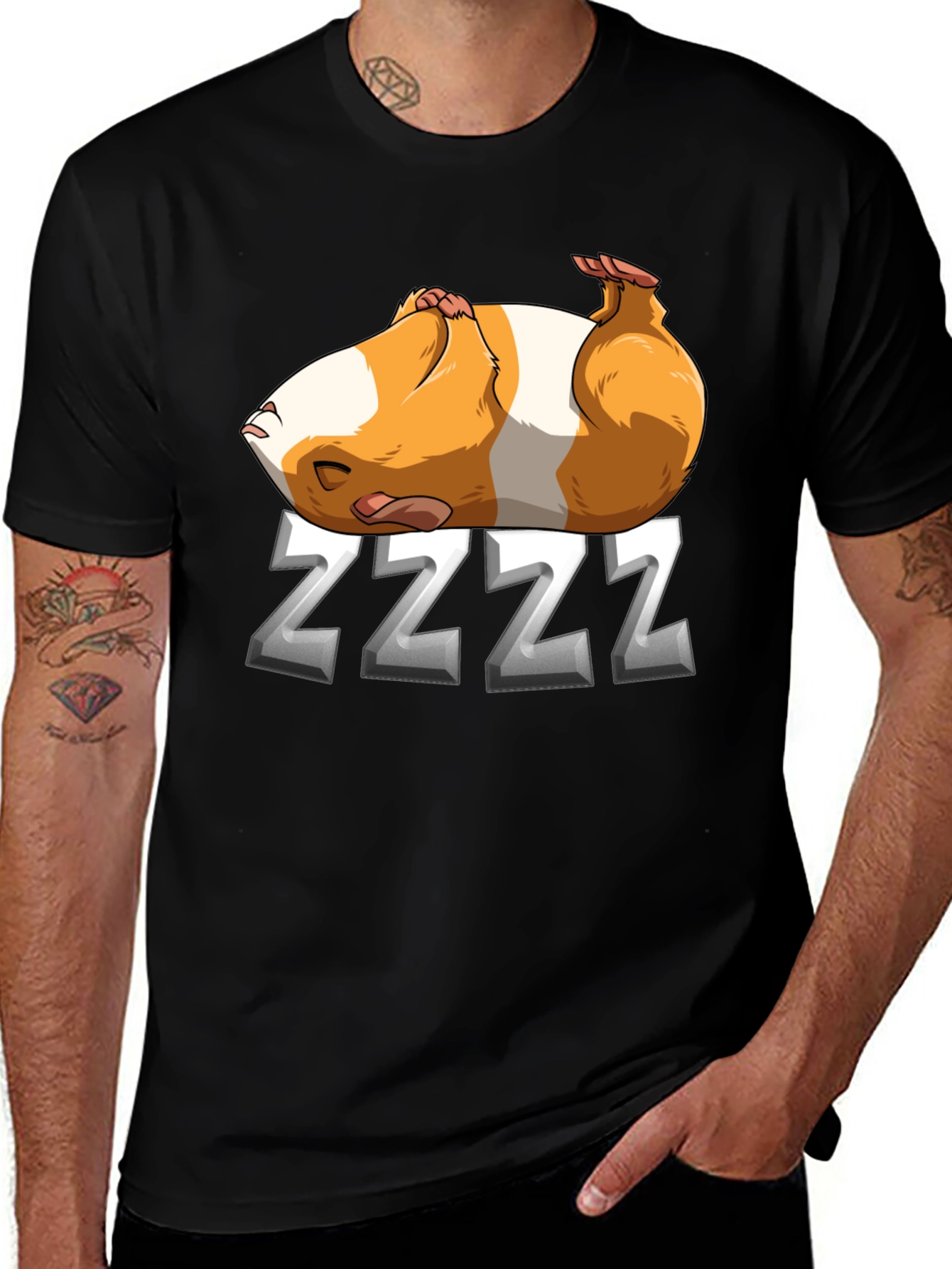 Sleeping Guinea Pig ZZZ T-Shirt - Black