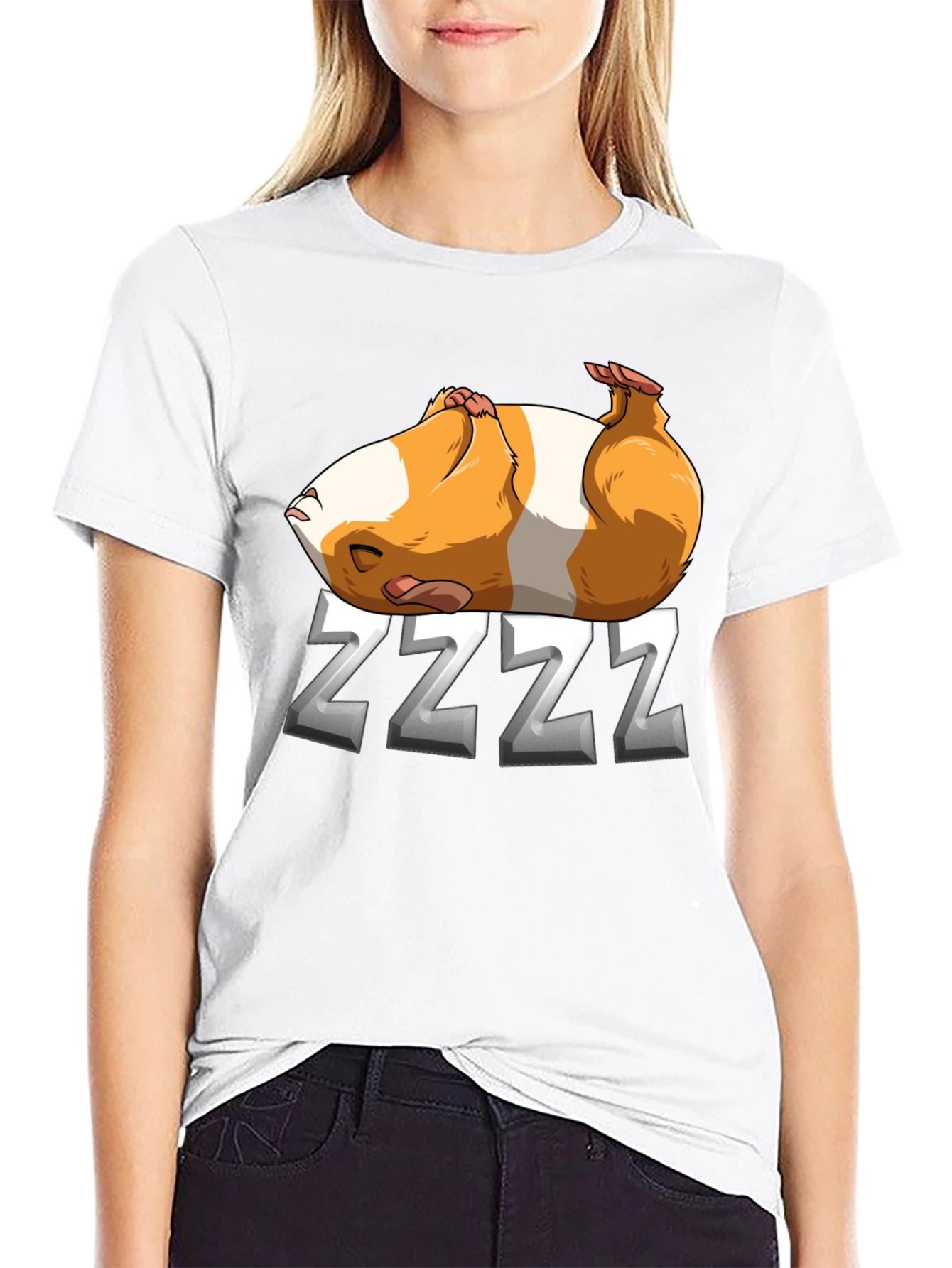 Sleeping Guinea Pig ZZZ T-Shirt - Black