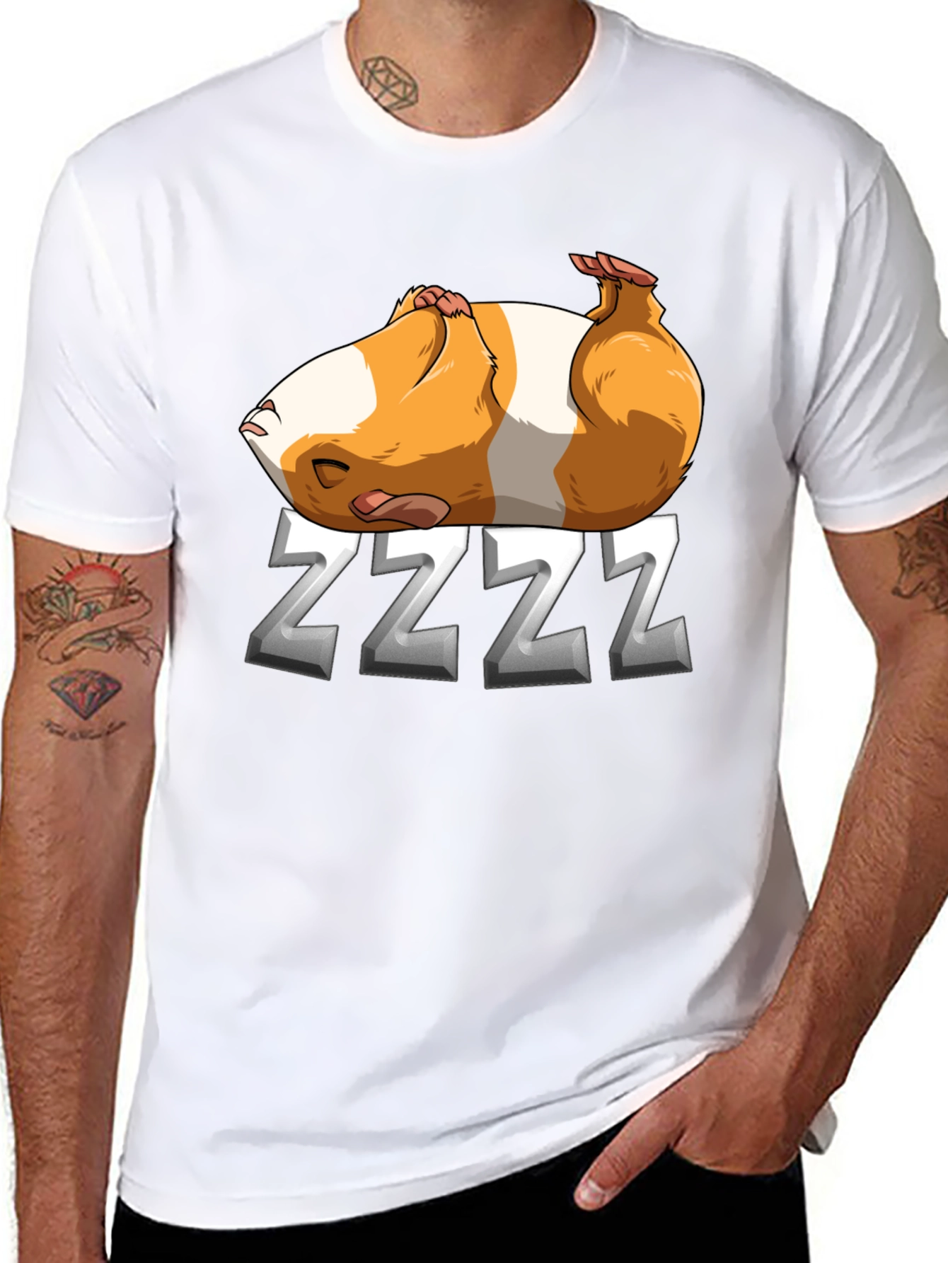 Sleeping Guinea Pig ZZZ T-Shirt - Black