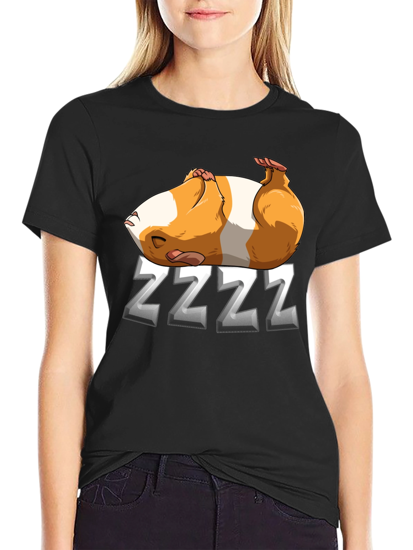 Sleeping Guinea Pig ZZZ T-Shirt - Black