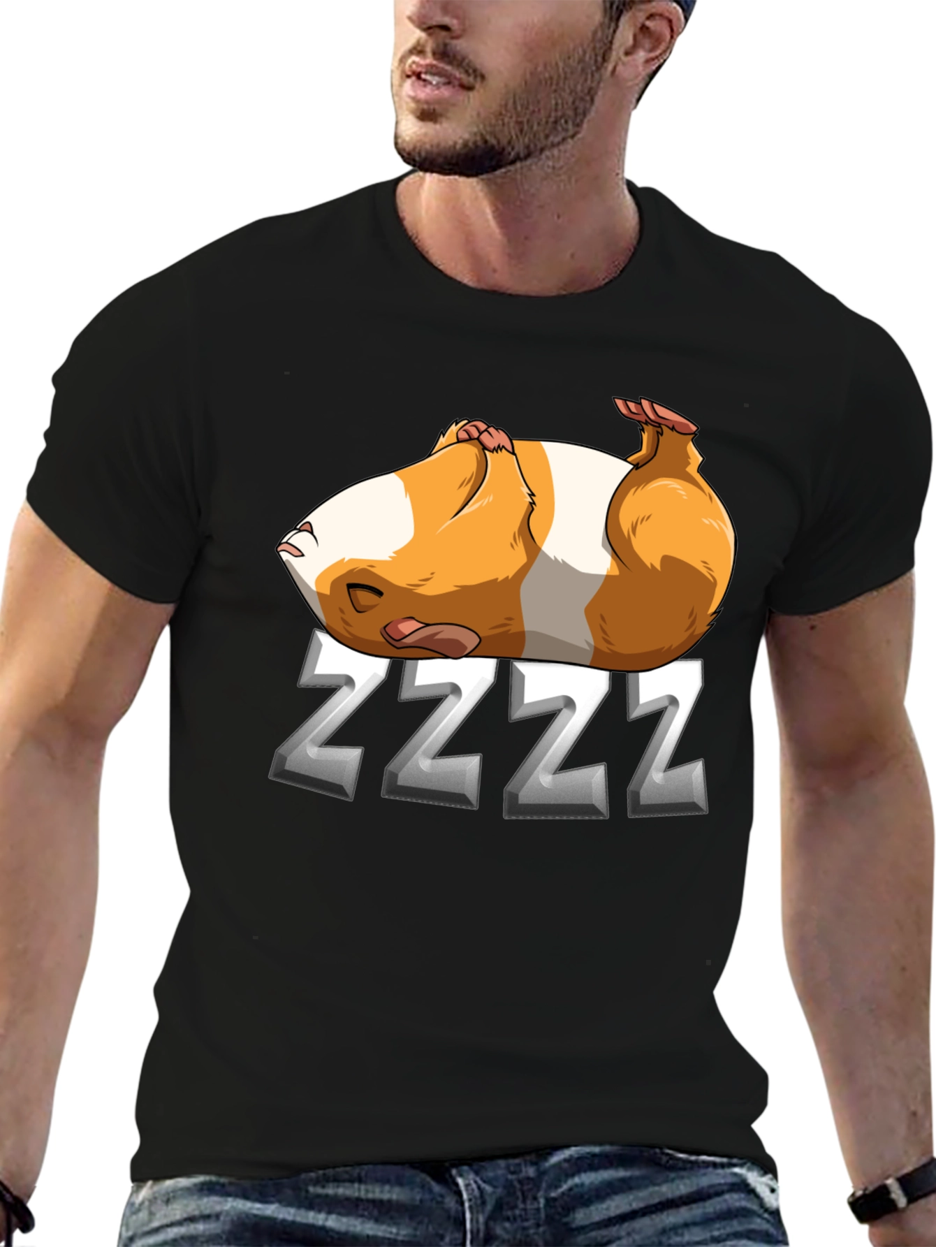 Sleeping Guinea Pig ZZZ T-Shirt - Black