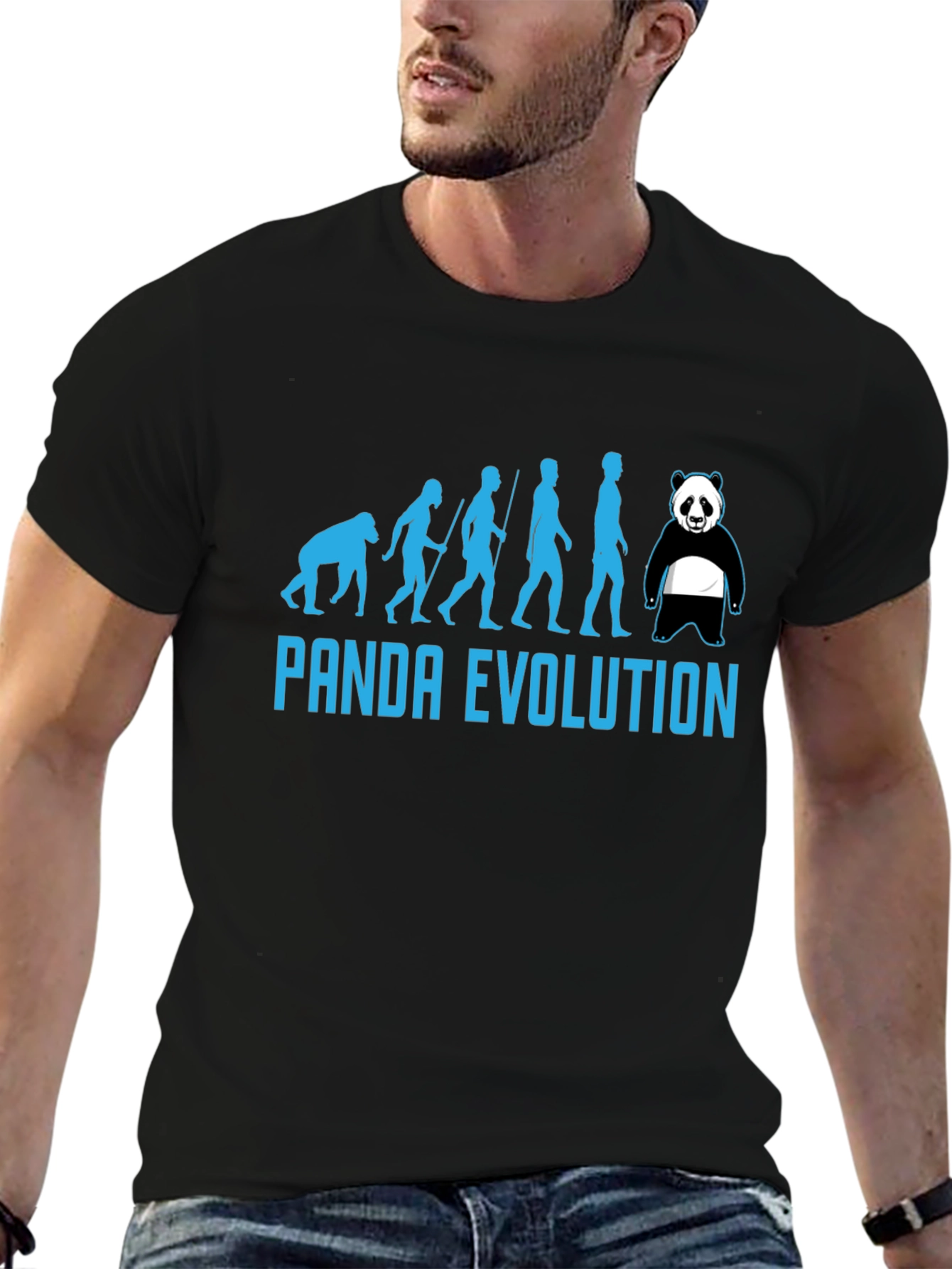 Panda Evolution Black T-Shirt - Humorous Design