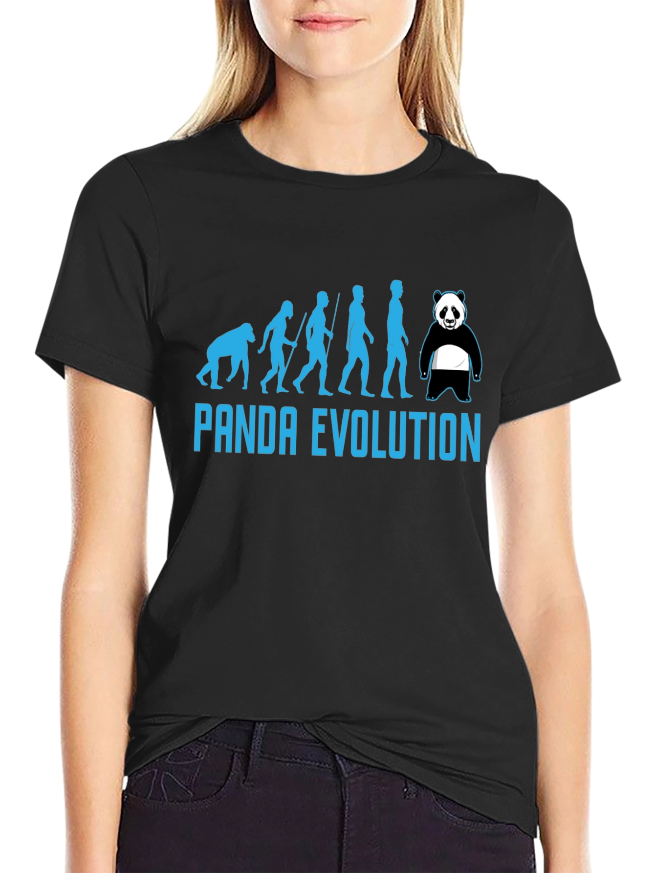 Panda Evolution Black T-Shirt - Humorous Design