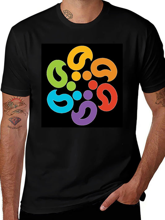 Colorful Paisley Flower Black T-Shirt