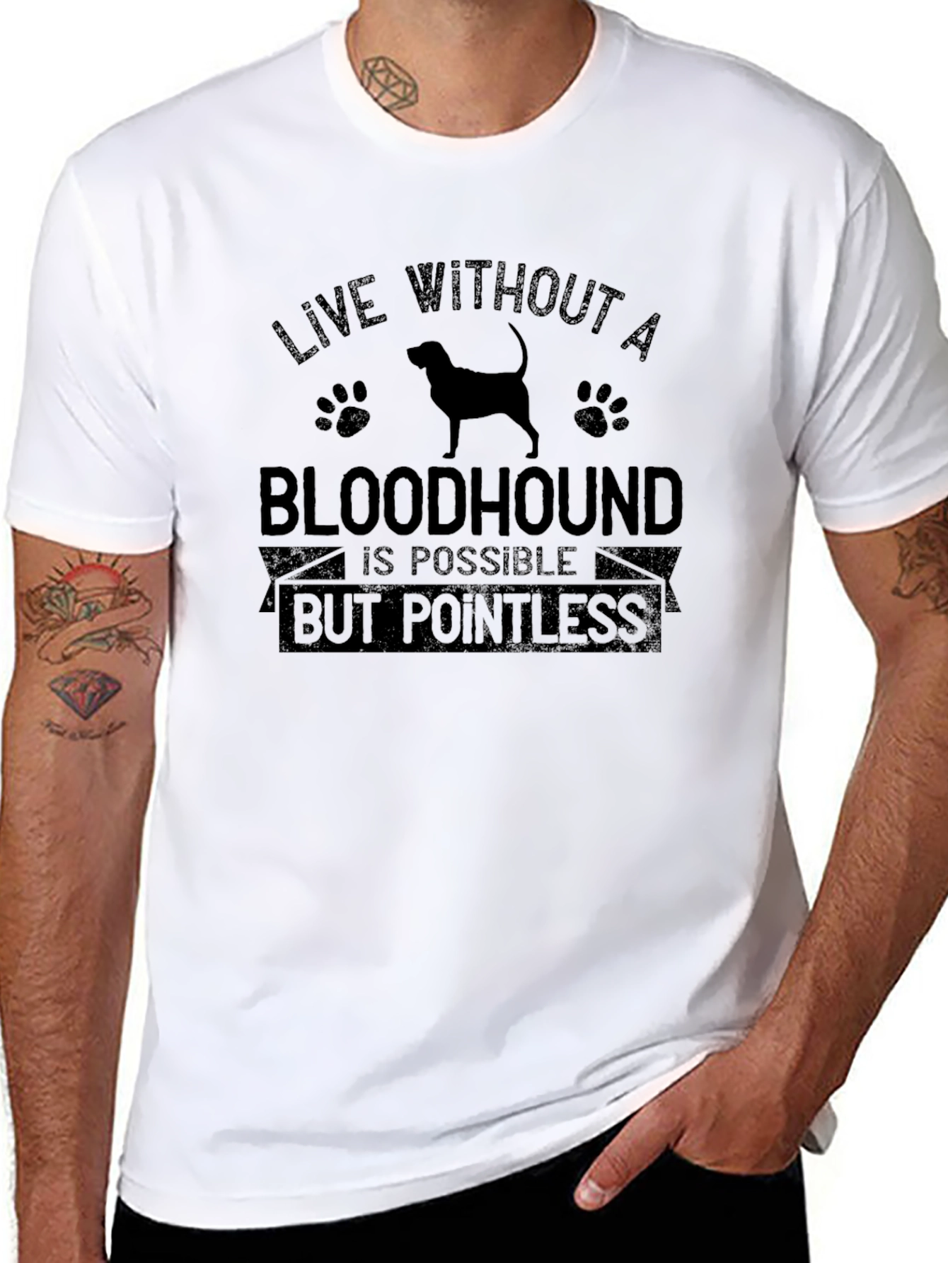 Bloodhound Dog T-Shirt | Live Without Pointless Tee | Funny Dog Lover Gift Shirt | Free Shipping $50+
