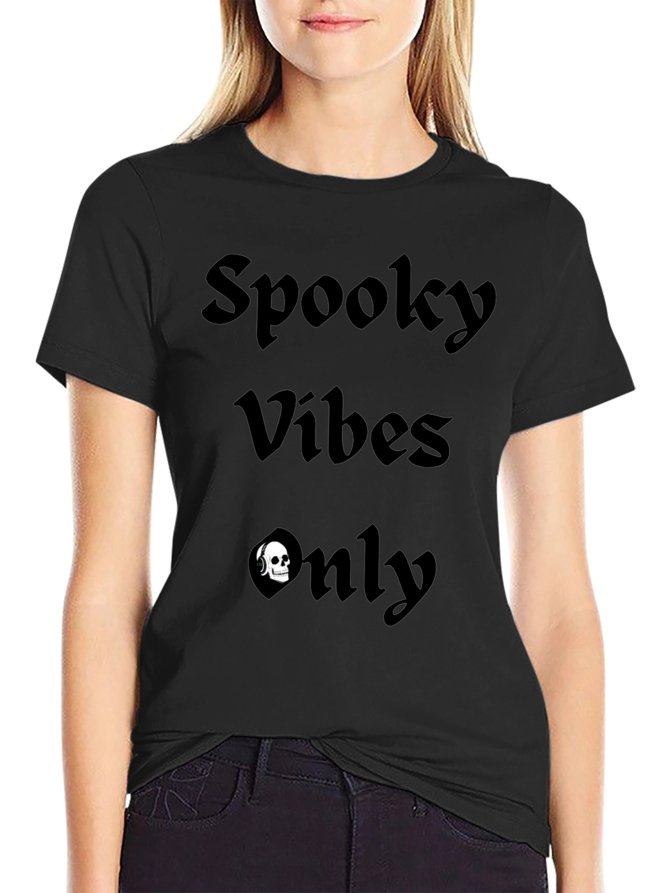 Spooky Vibes Only Graphic Tee - Black Halloween Shirt