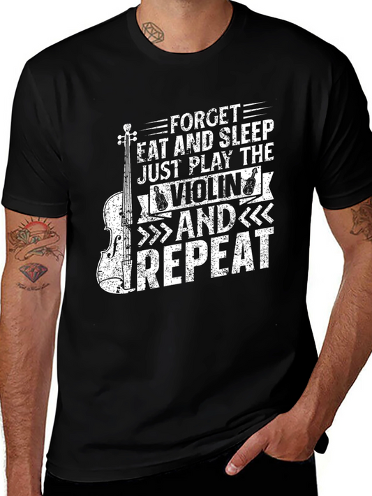 Violin Player Black T-Shirt: Forget Eat Sleep Repeat