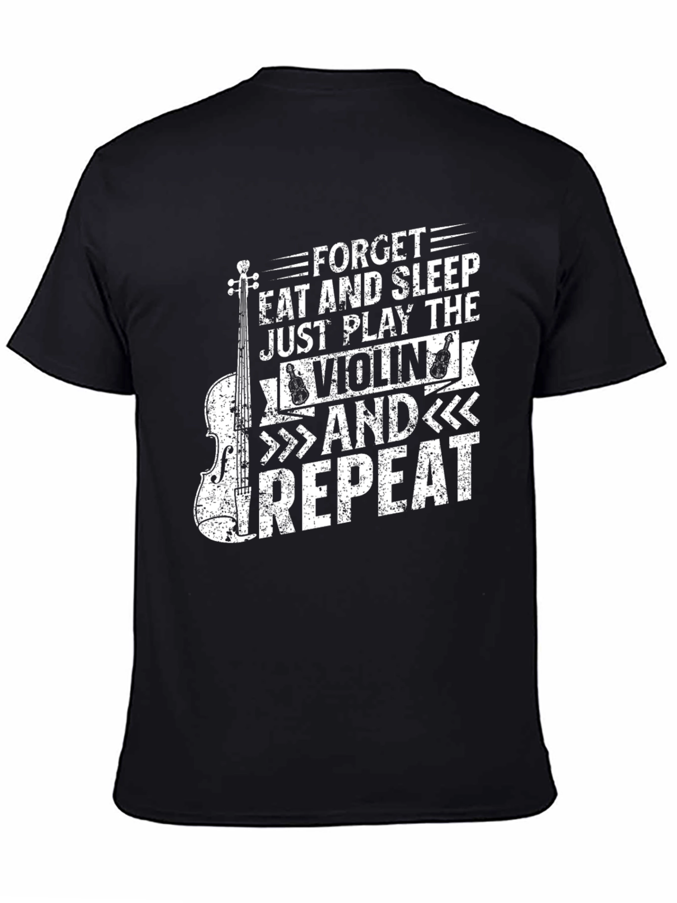 Violin Player Black T-Shirt: Forget Eat Sleep Repeat