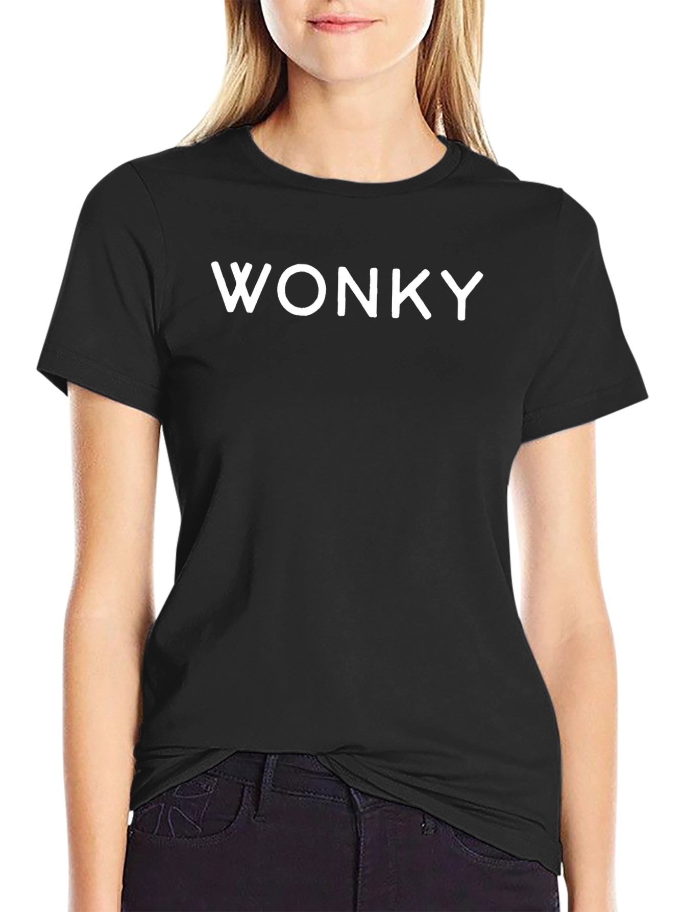 Wonky Graphic Tee - Black Casual T-Shirt
