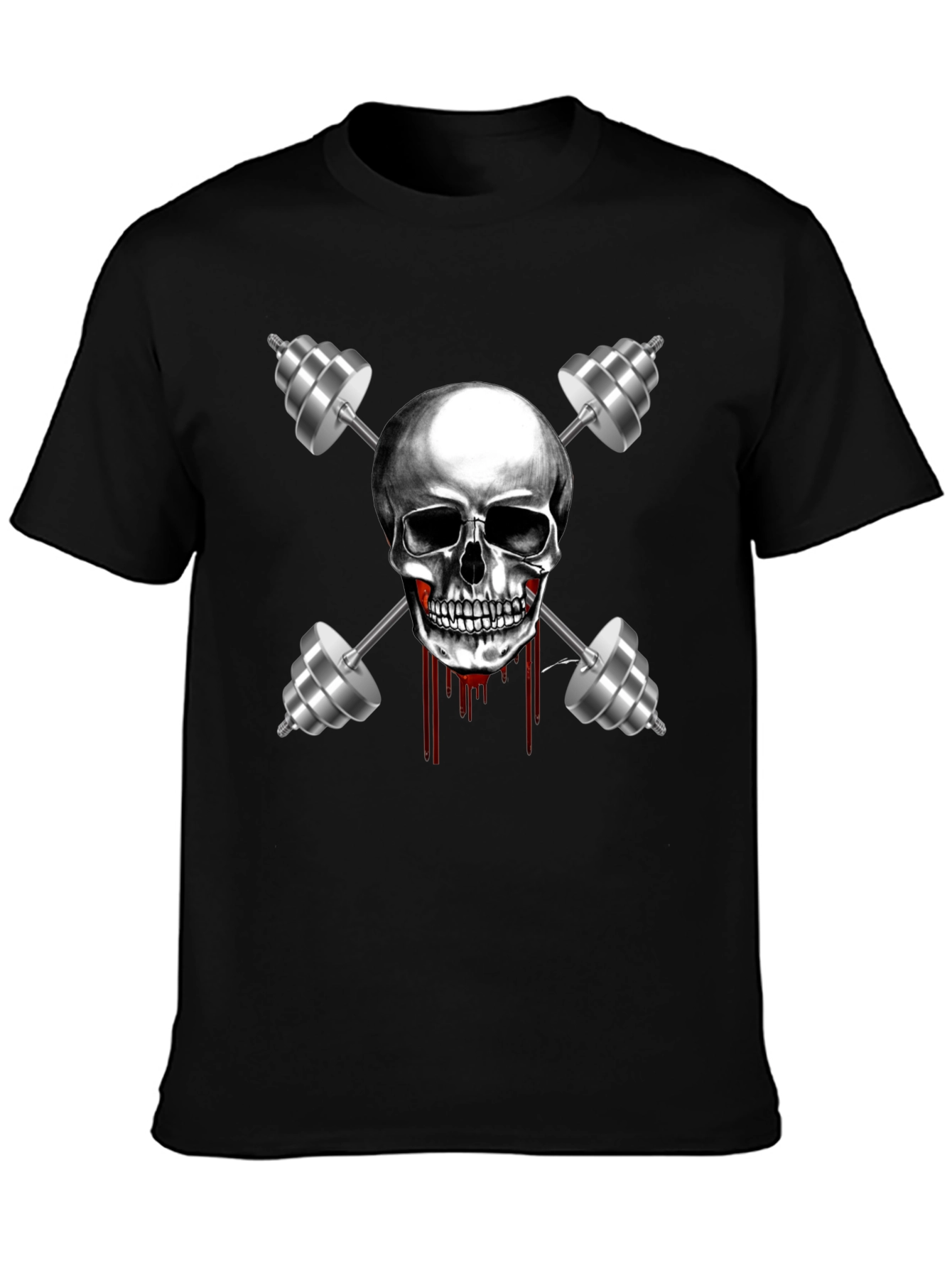 Skull & Dumbbell Graphic Tee - Gym Motivation